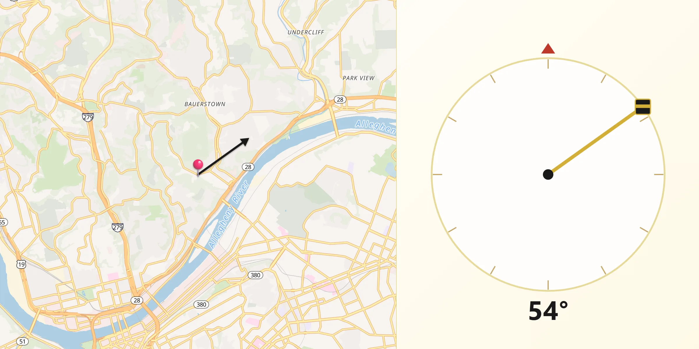 Qibla Direction from Millvale