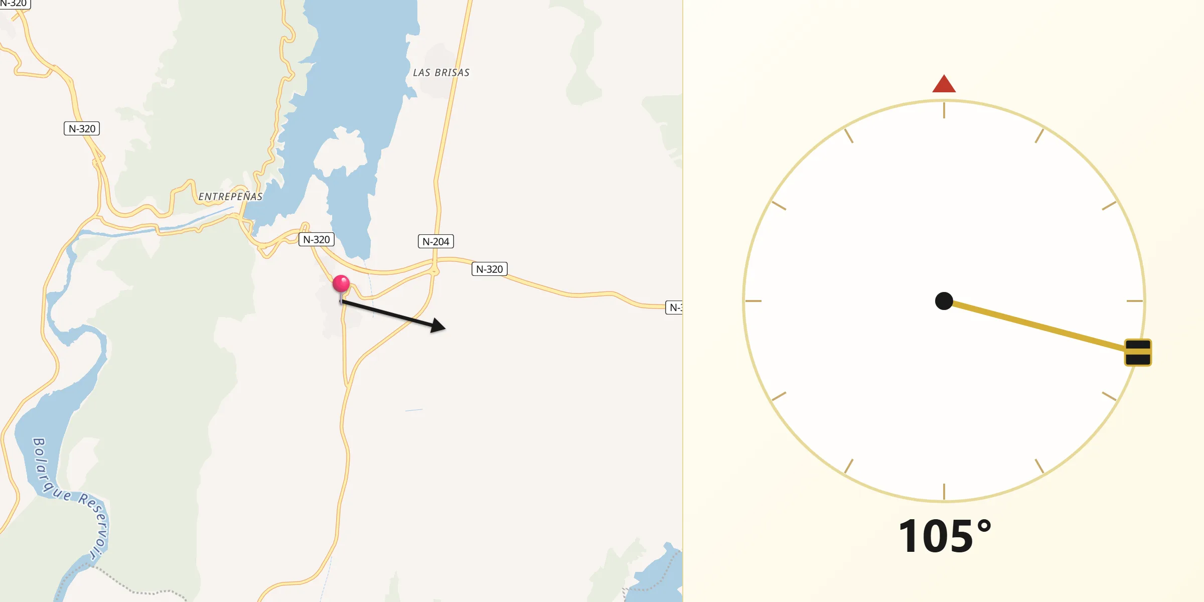 Dirección de la Qibla desde Sacedón