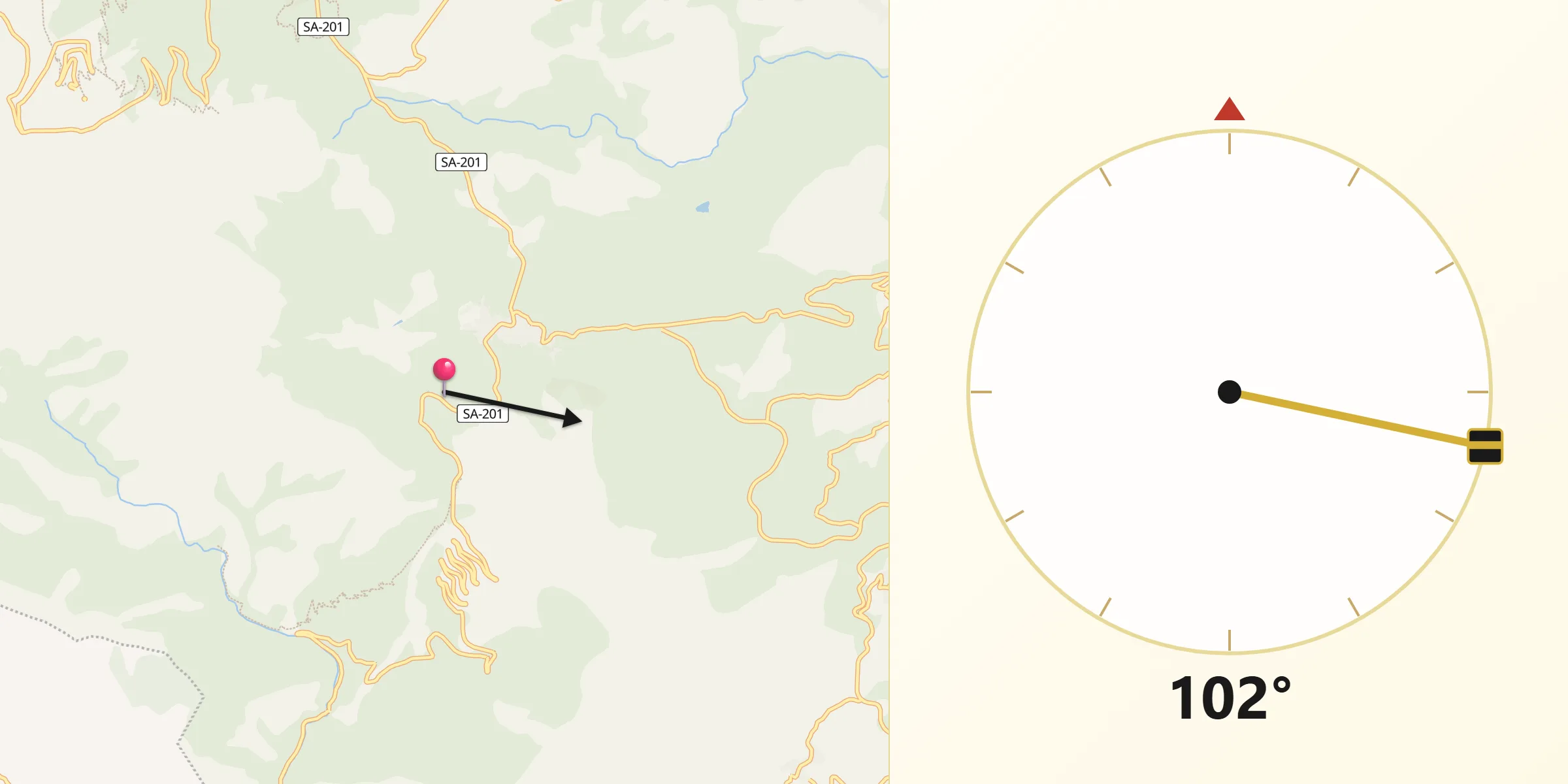 Dirección de la Qibla desde La Alberca