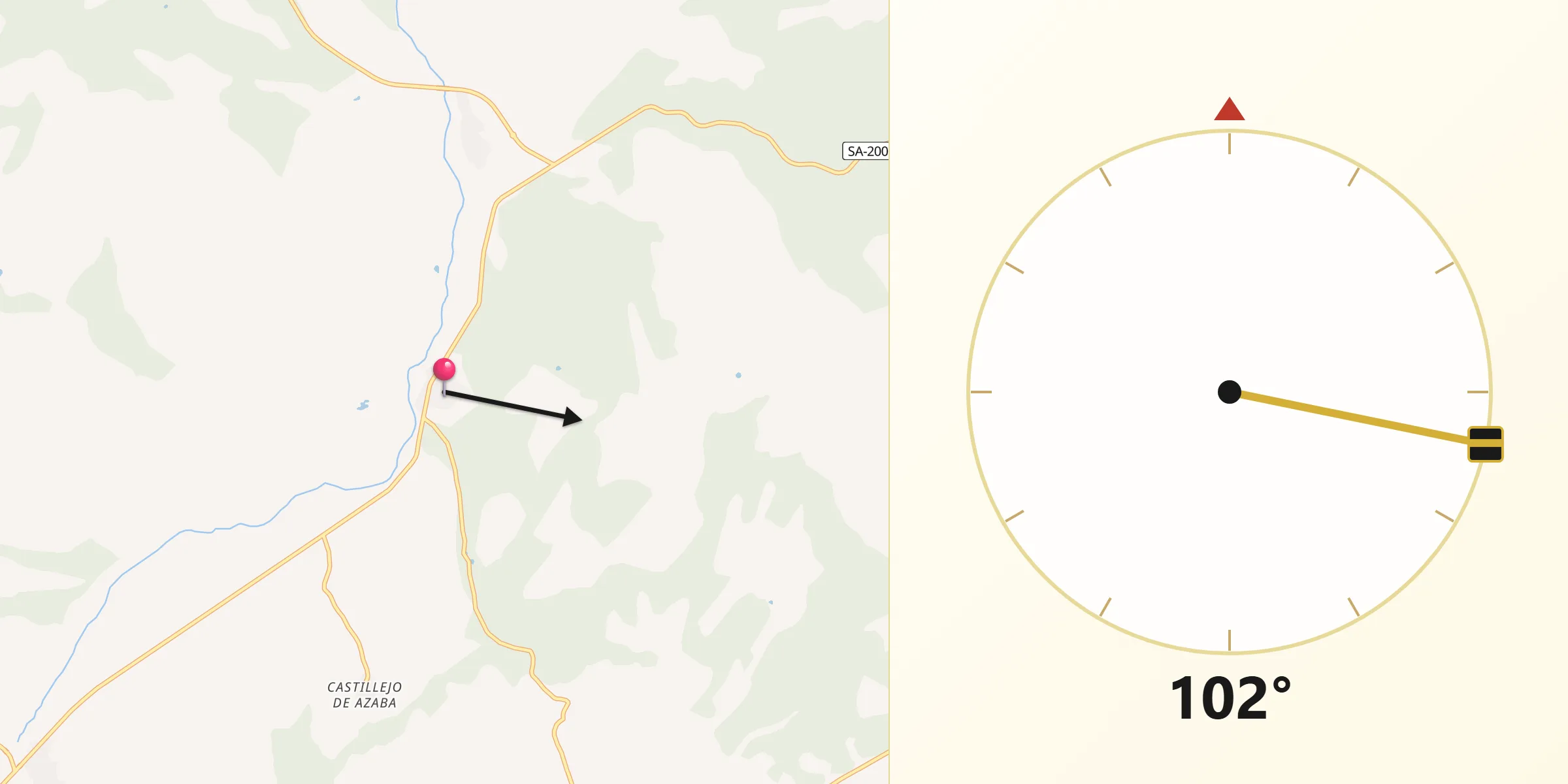 Dirección de la Qibla desde Ituero de Azaba