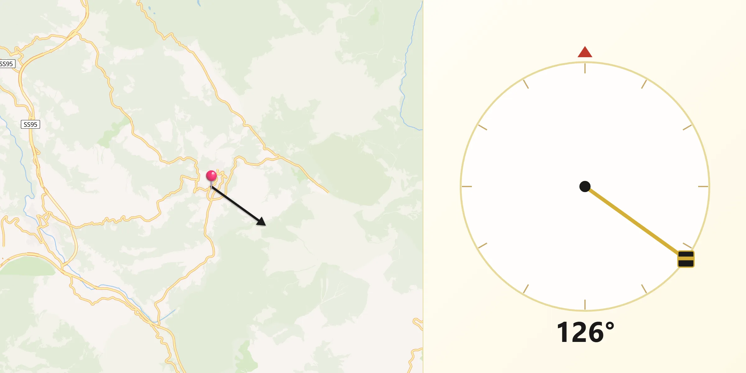 Direzione della Qibla da Sasso di Castalda