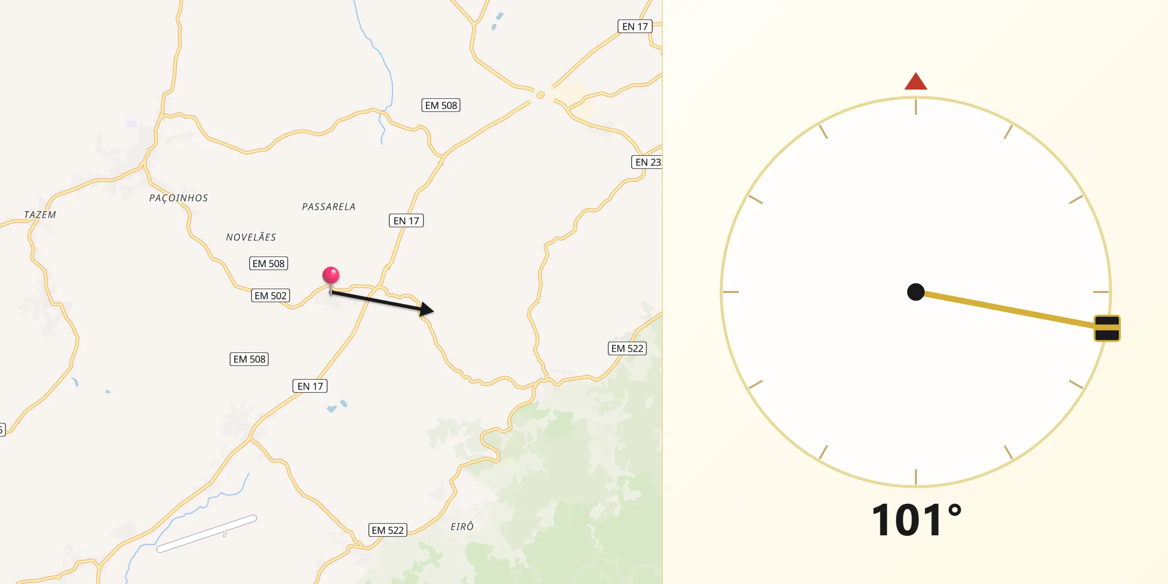 Direção da Qibla a partir de Lagarinhos