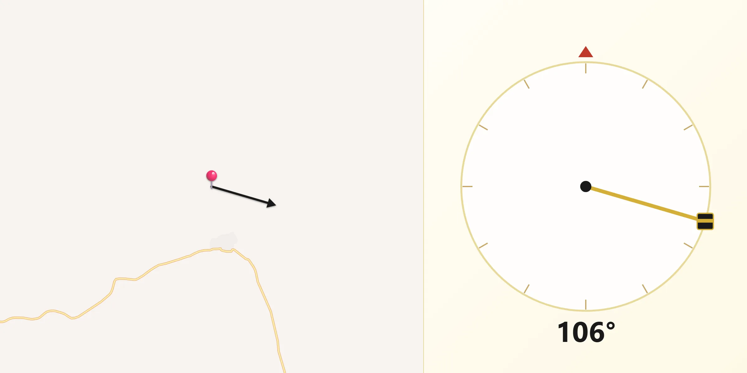 Dirección de la Qibla desde Celadas
