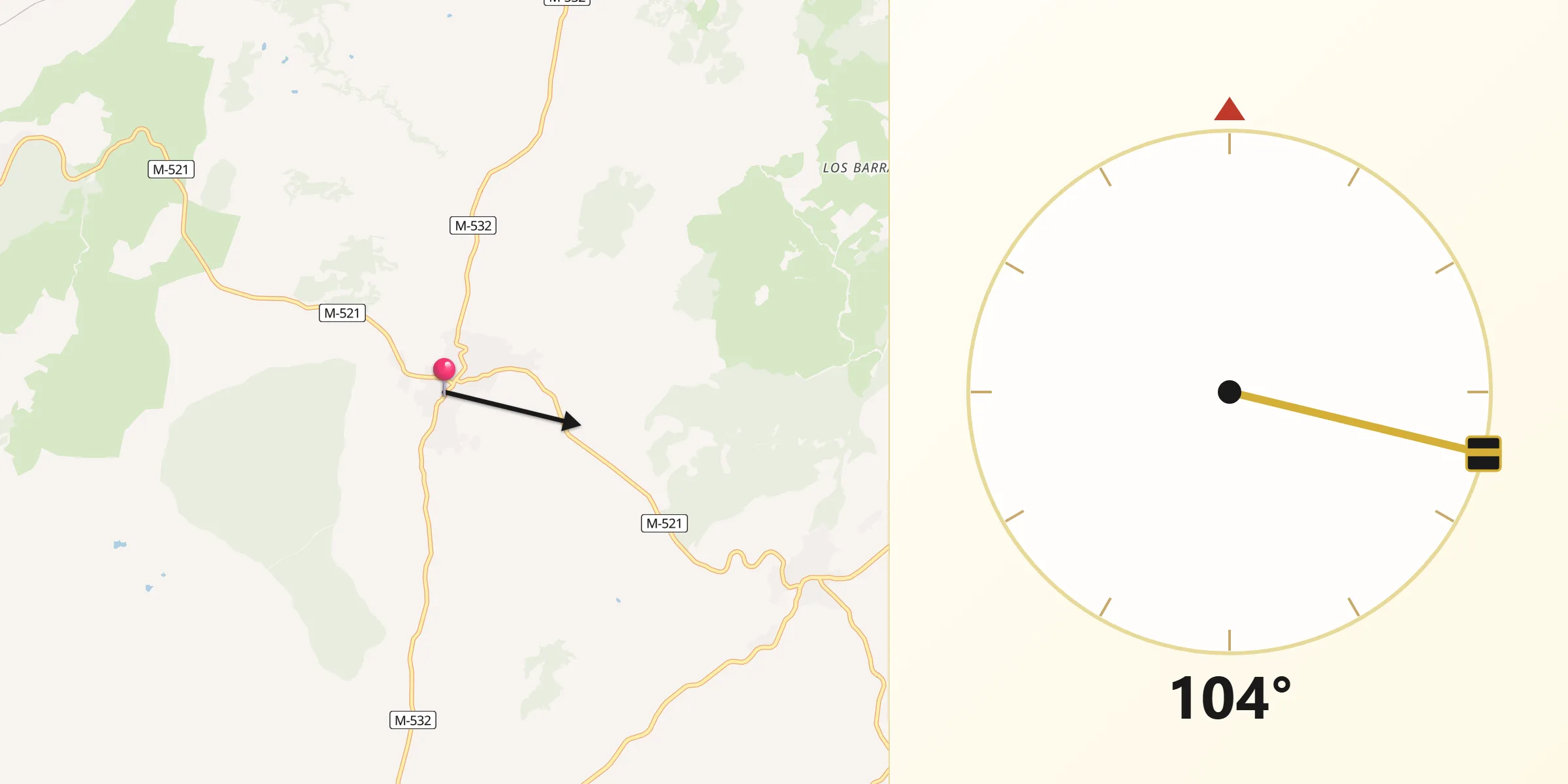 Dirección de la Qibla desde Fresnedillas
