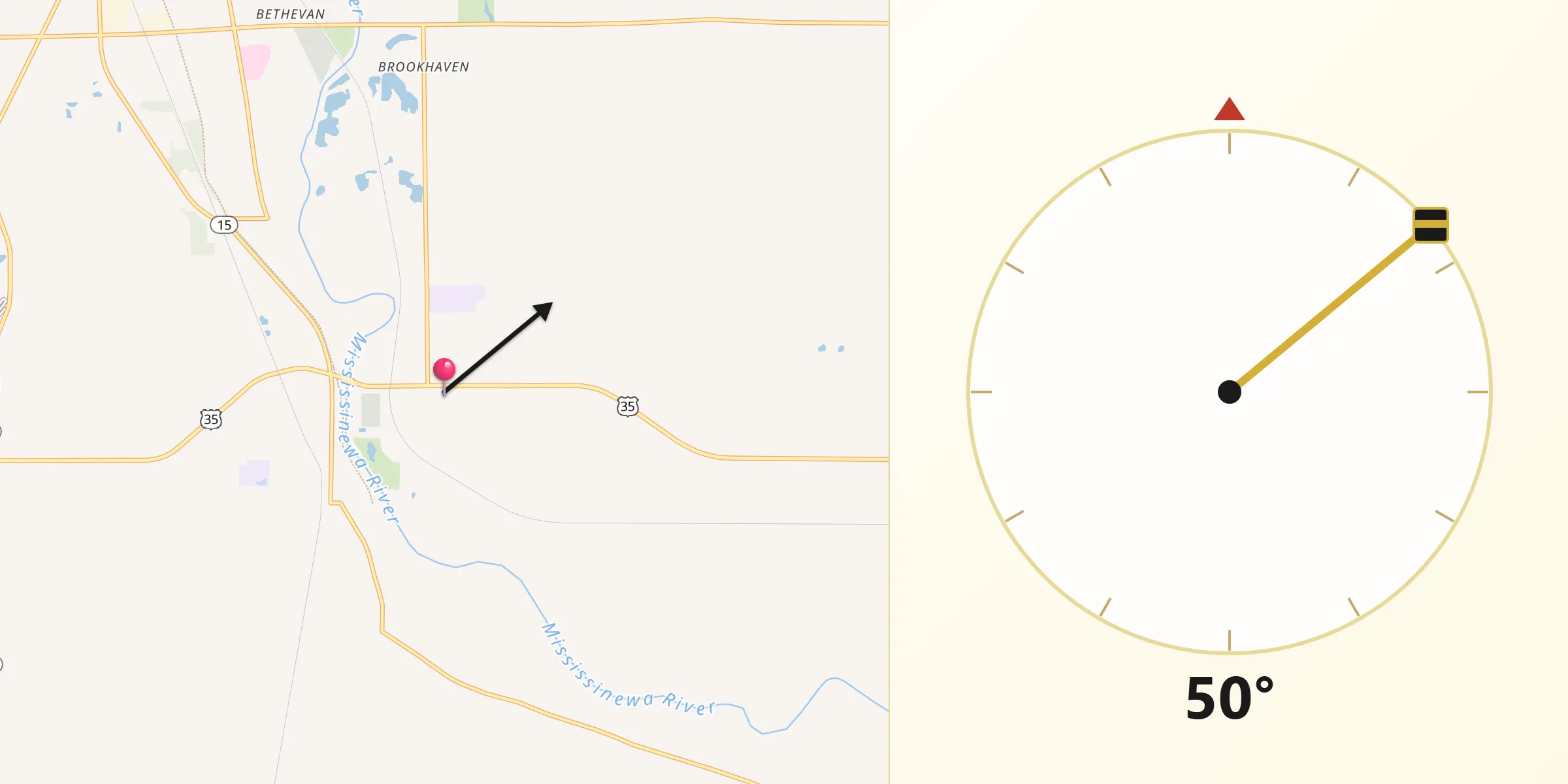Qibla Direction from Gas City