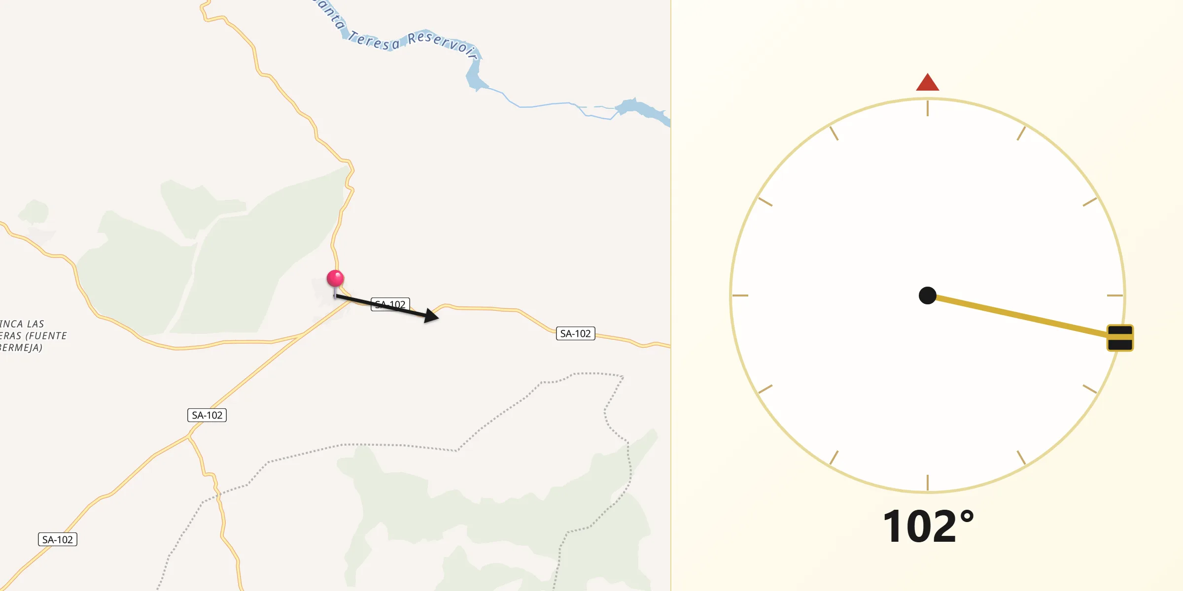 Dirección de la Qibla desde Santibáñez de Béjar