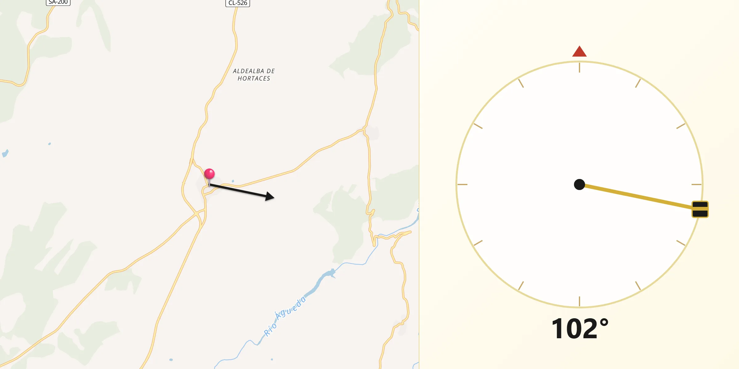 Dirección de la Qibla desde El Bodón