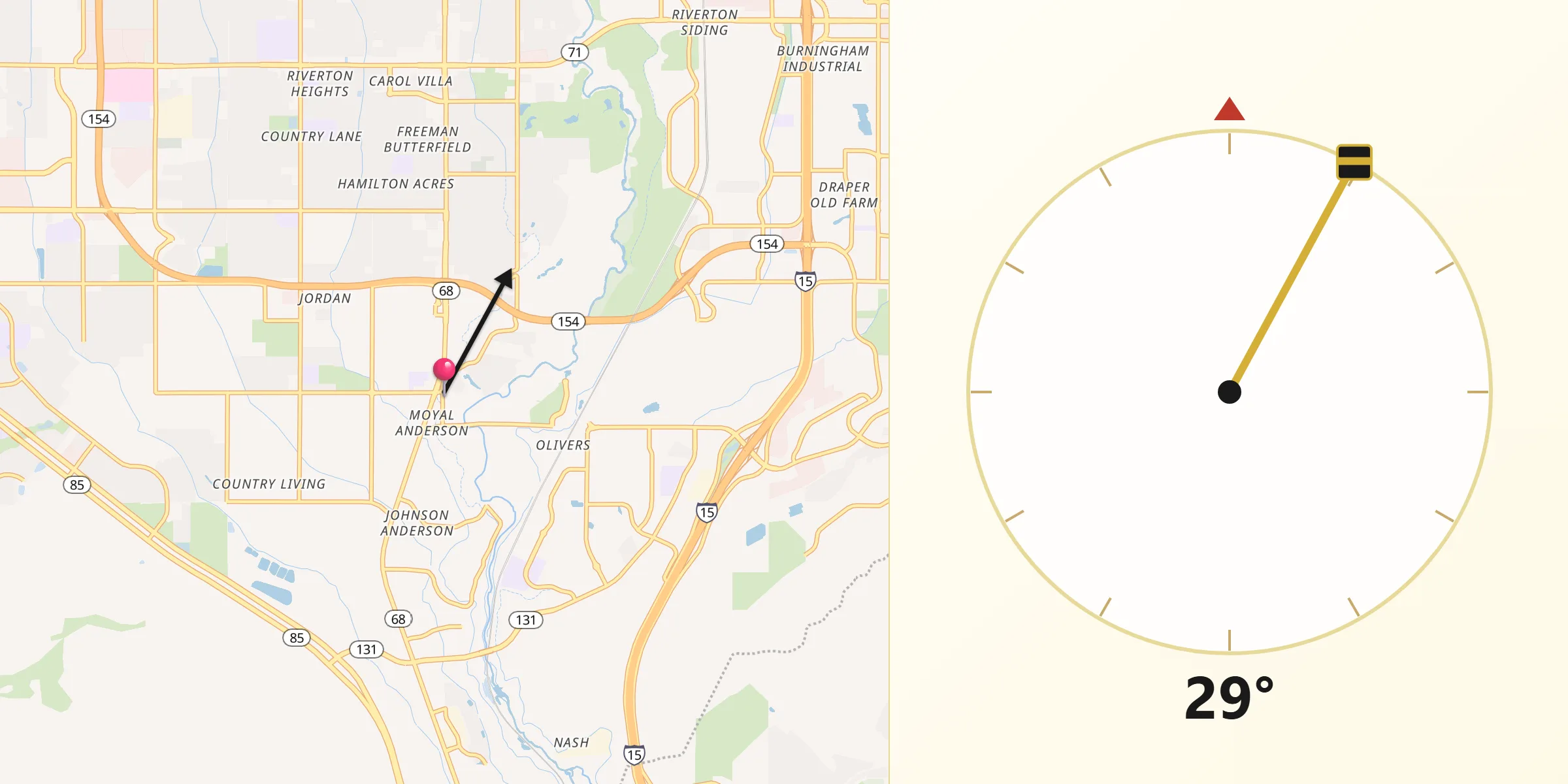 Qibla Direction from Bluffdale