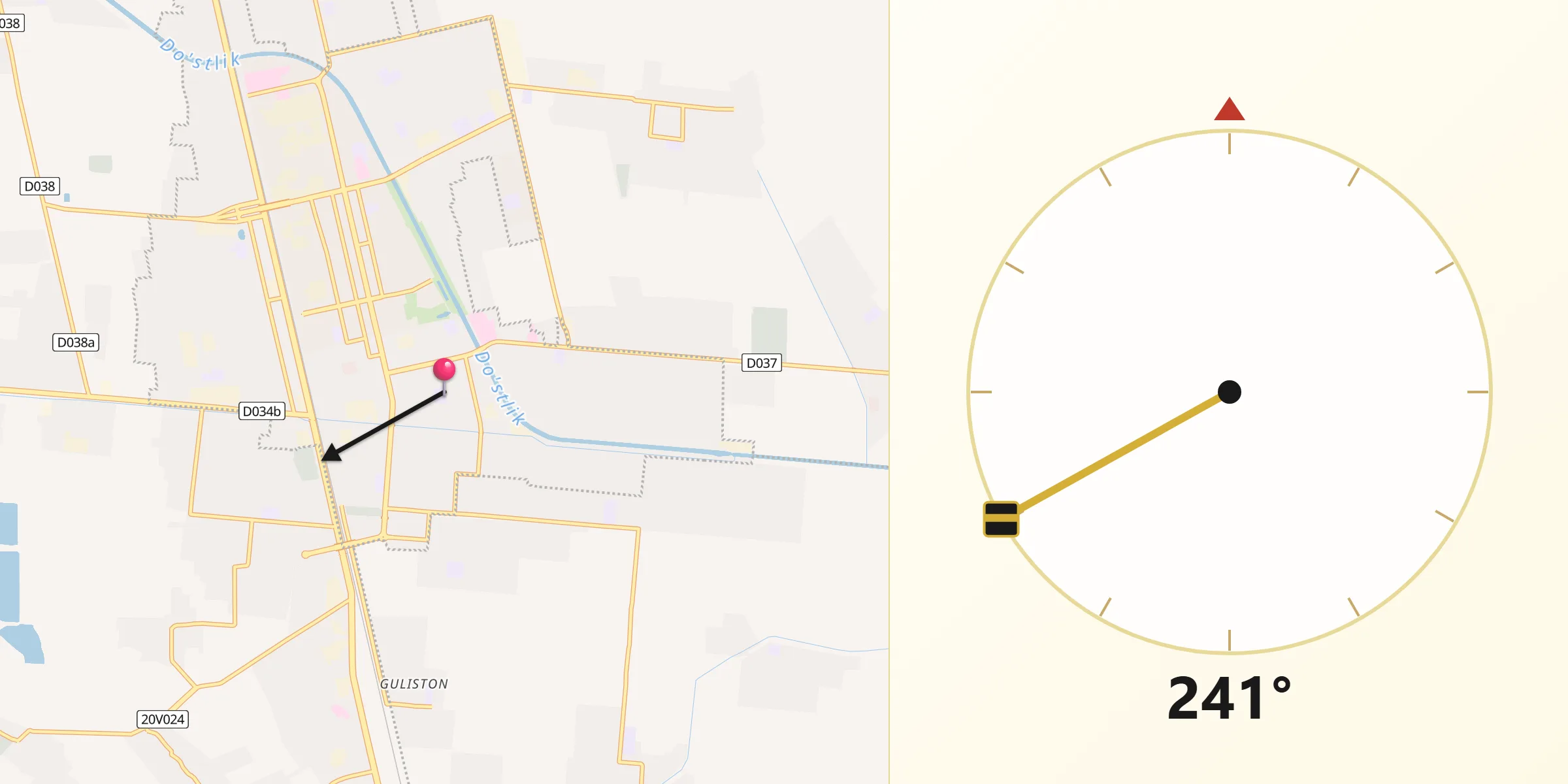 Direction vers la Qibla depuis Goulistan