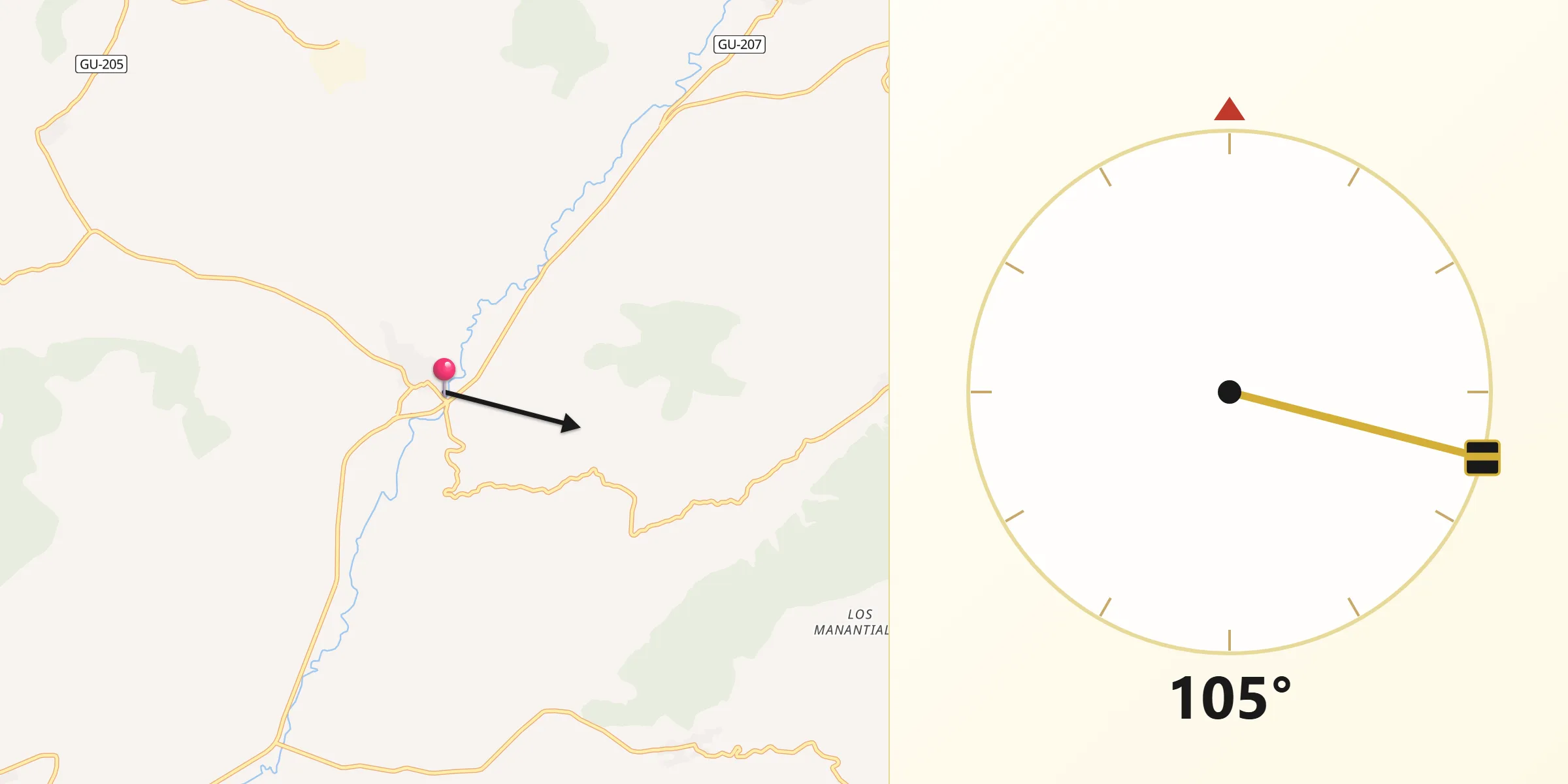 Dirección de la Qibla desde Aranzueque