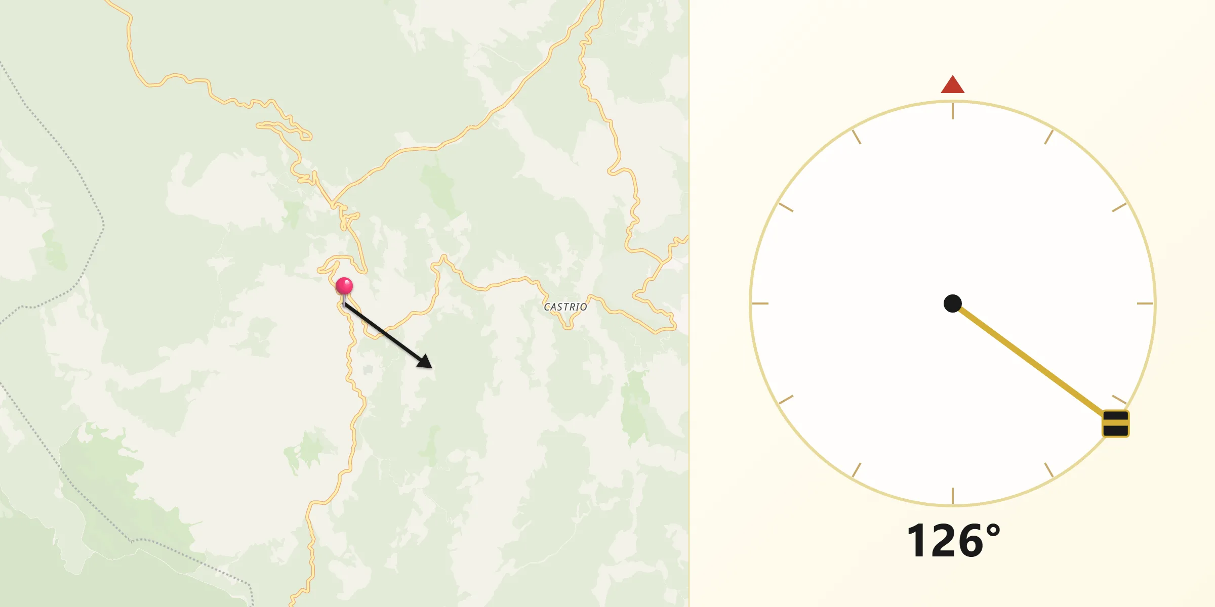 Direzione della Qibla da Accettura