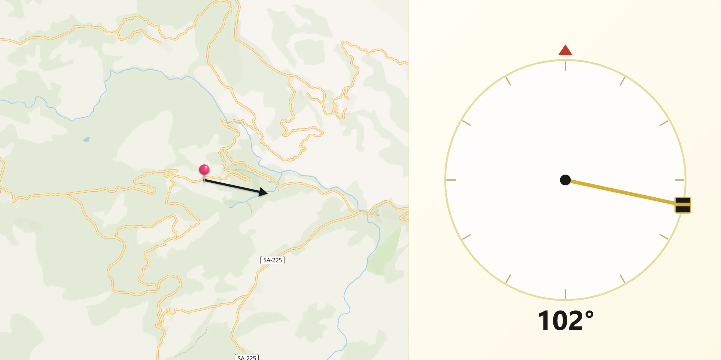 Dirección de la Qibla desde Mogarraz