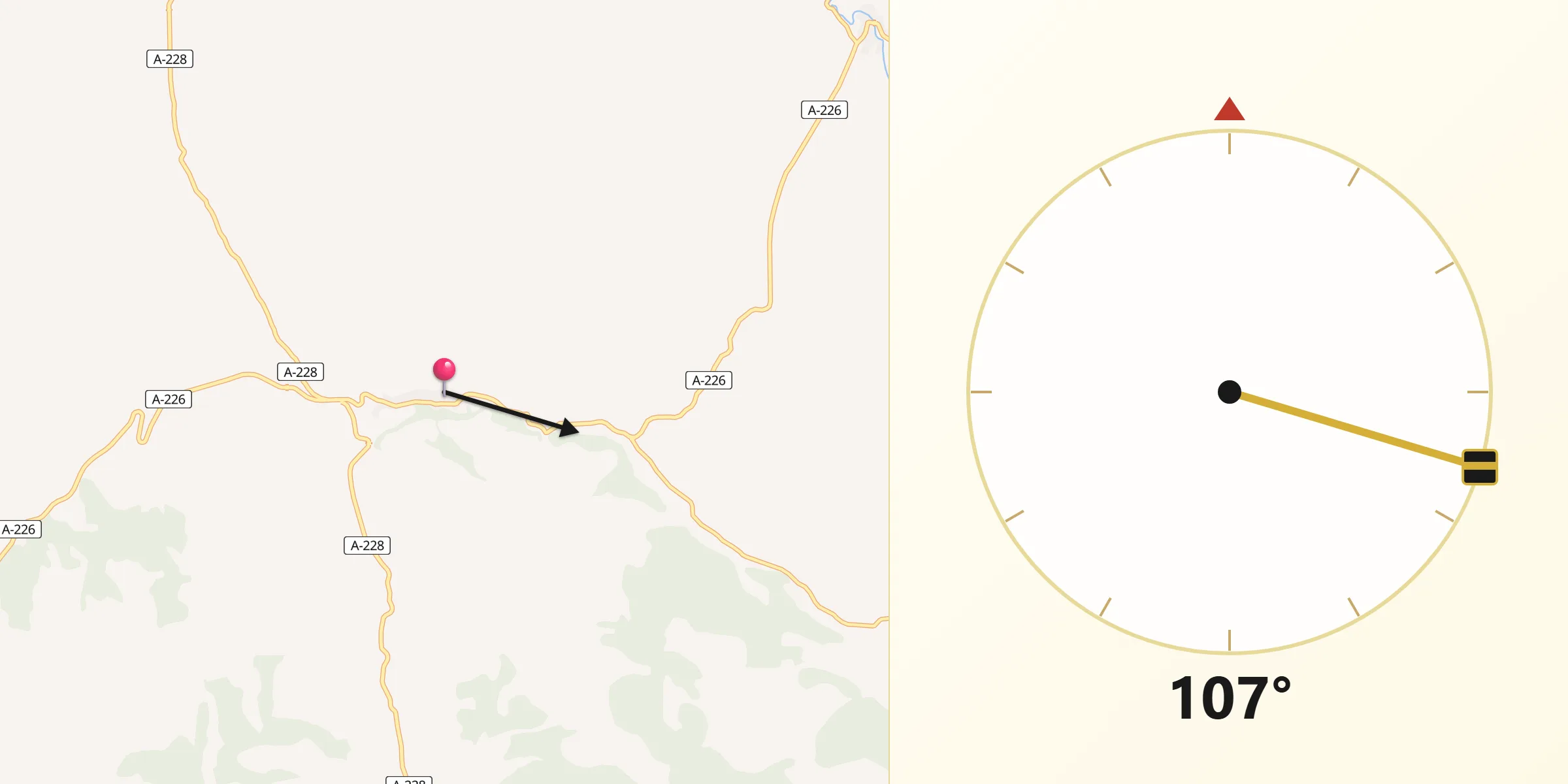 Dirección de la Qibla desde Allepuz