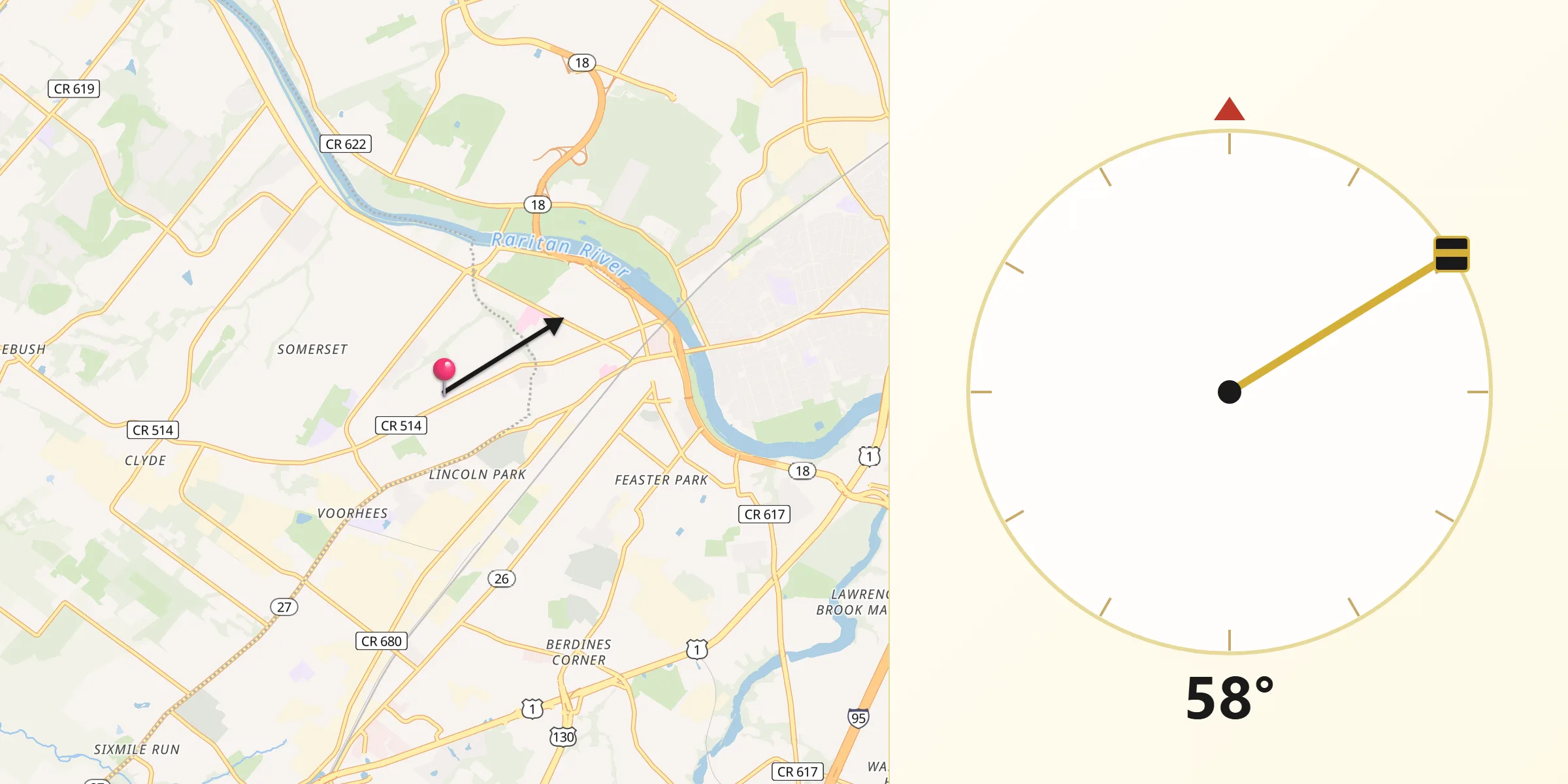 Qibla Direction from East Franklin