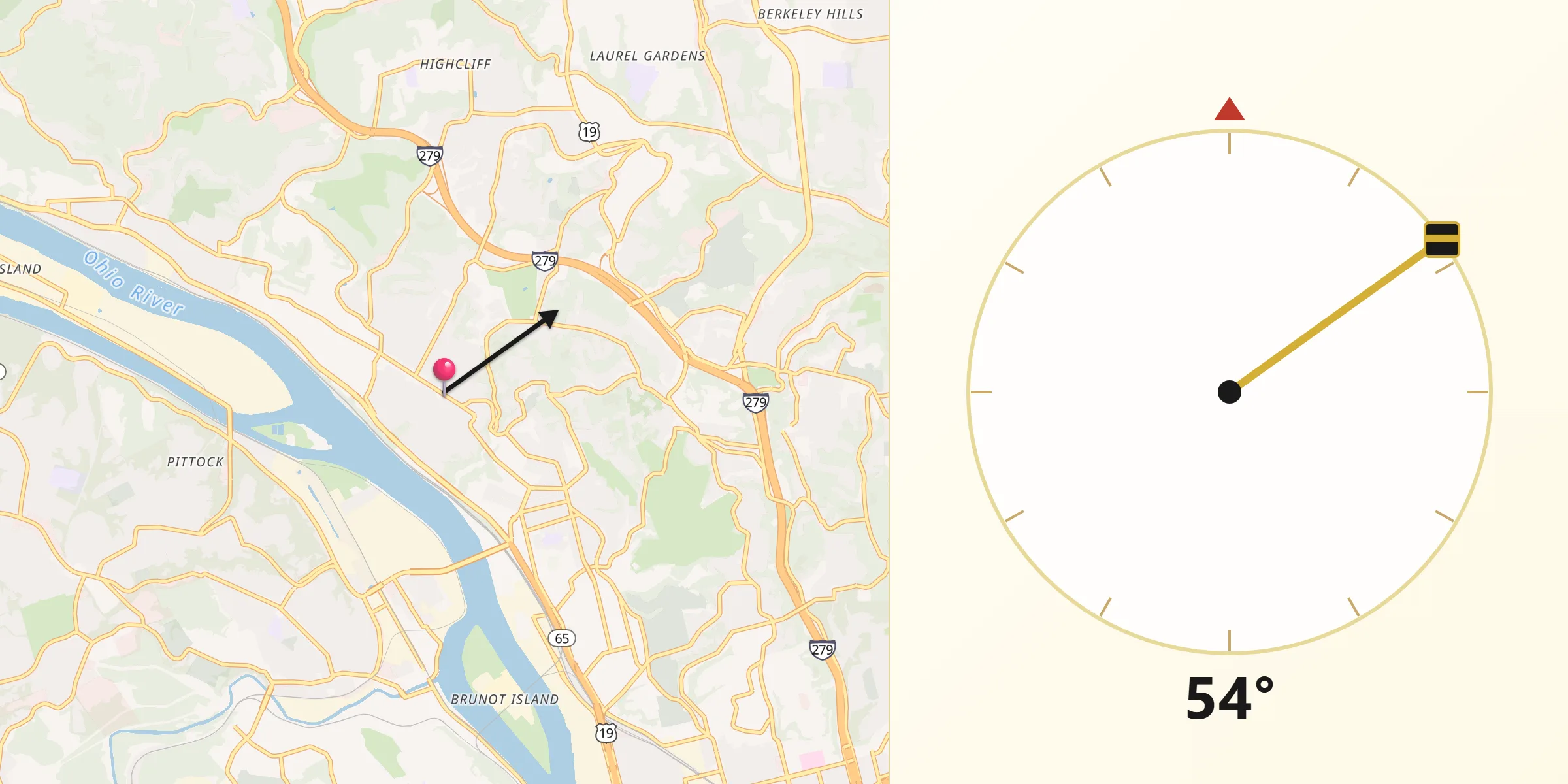 Dirección de la Qibla desde Bellevue