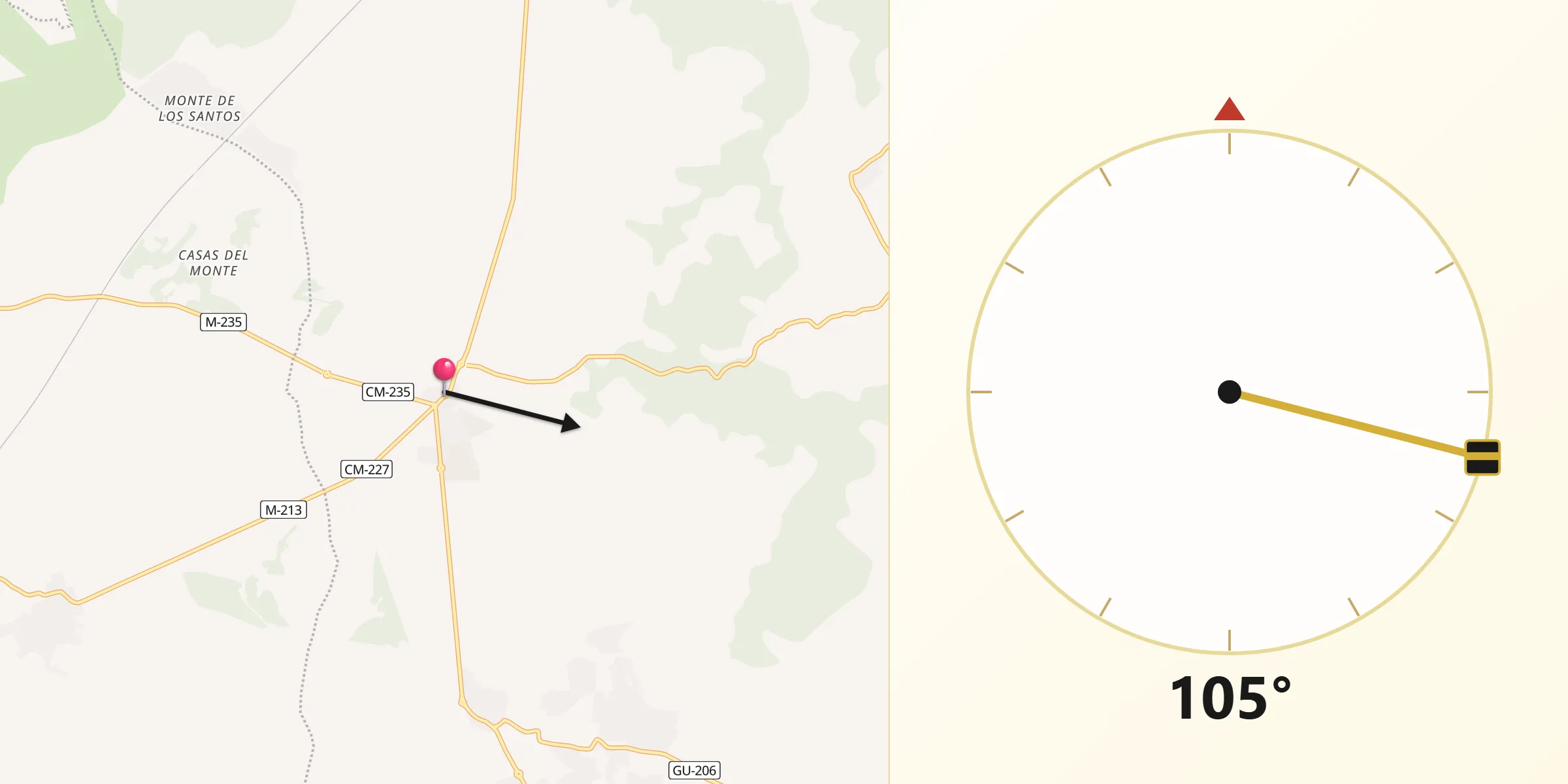 Dirección de la Qibla desde Pozo de Guadalajara