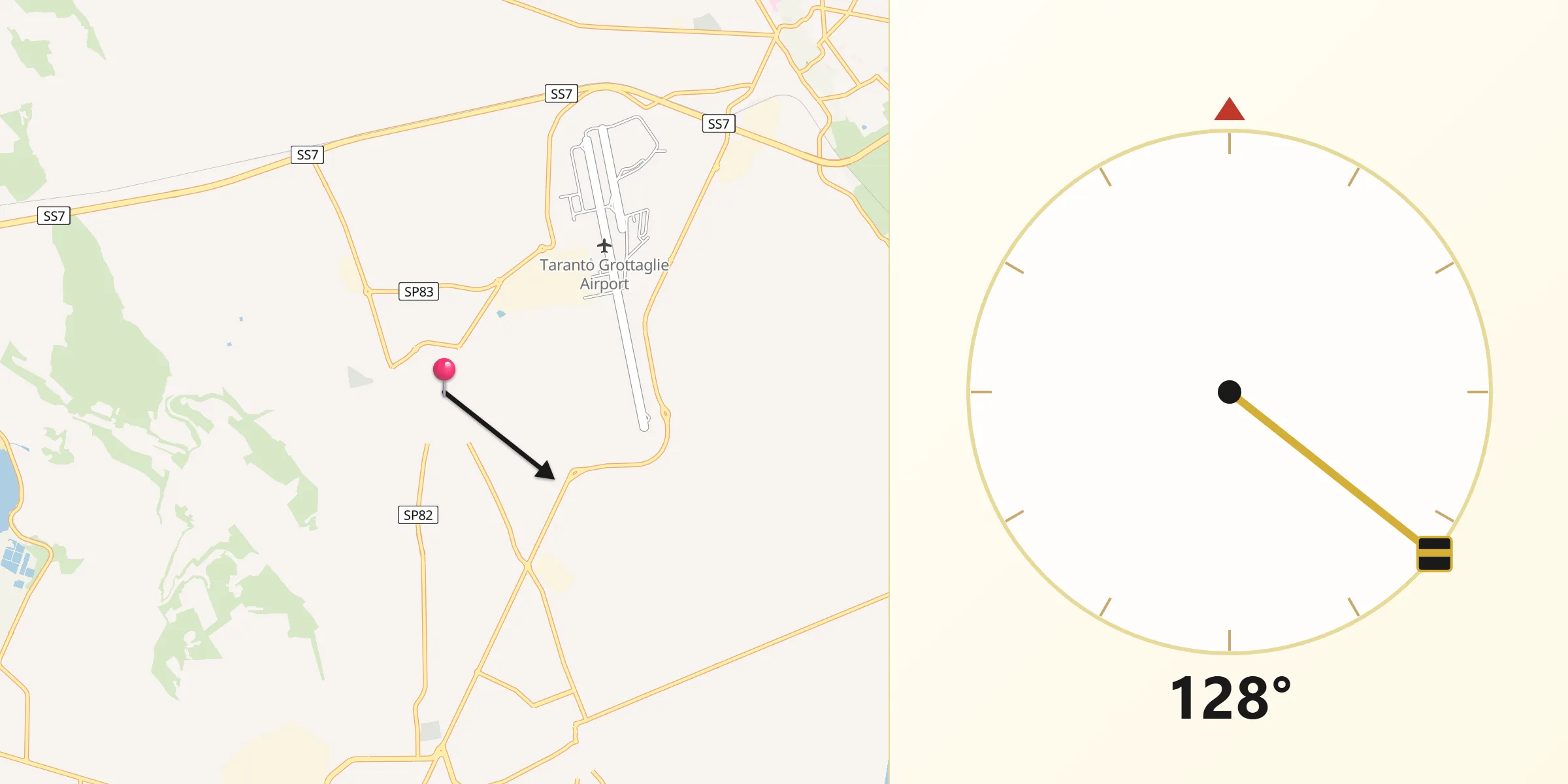 Direzione della Qibla da Monteiasi