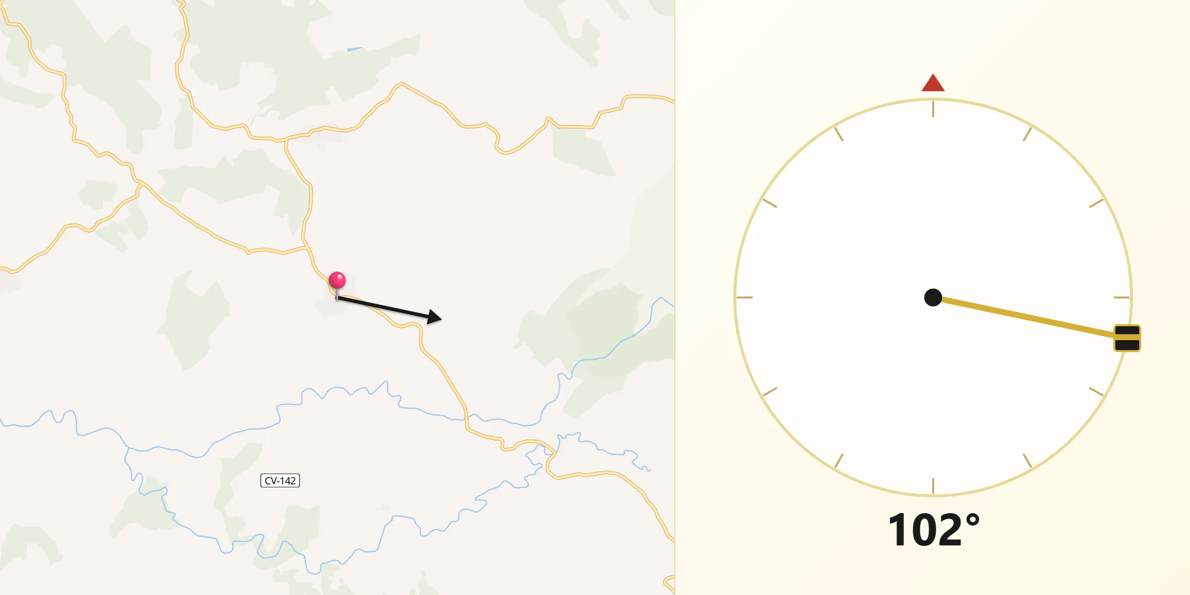 Dirección de la Qibla desde Serradilla del Llano