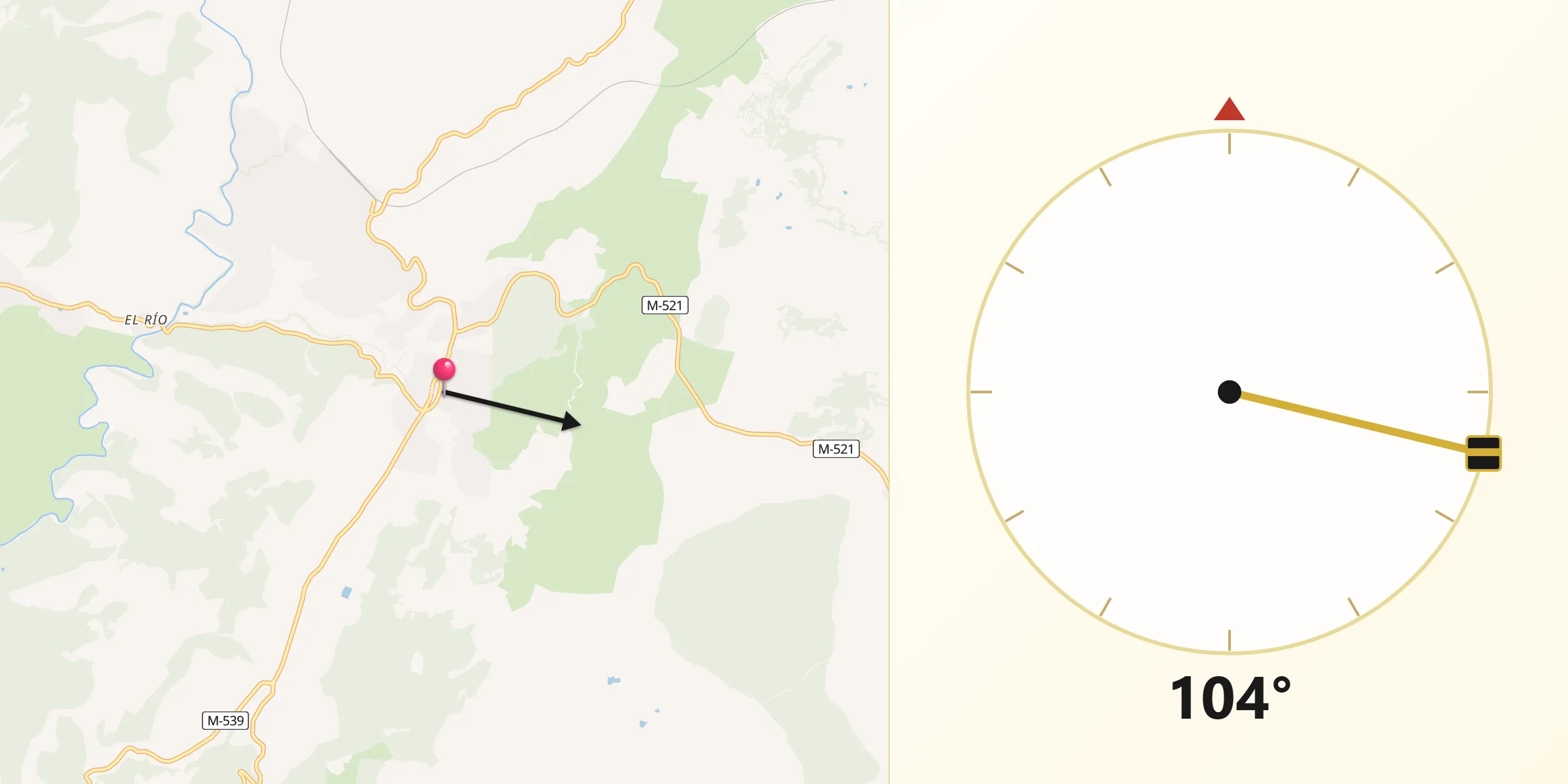 Dirección de la Qibla desde Robledo de Chavela