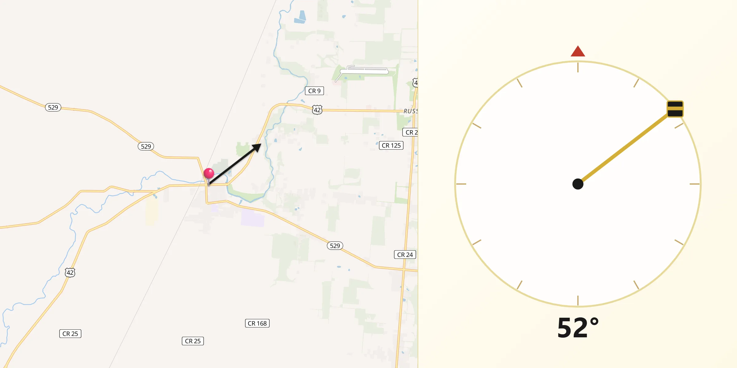 Qibla Direction from Cardington