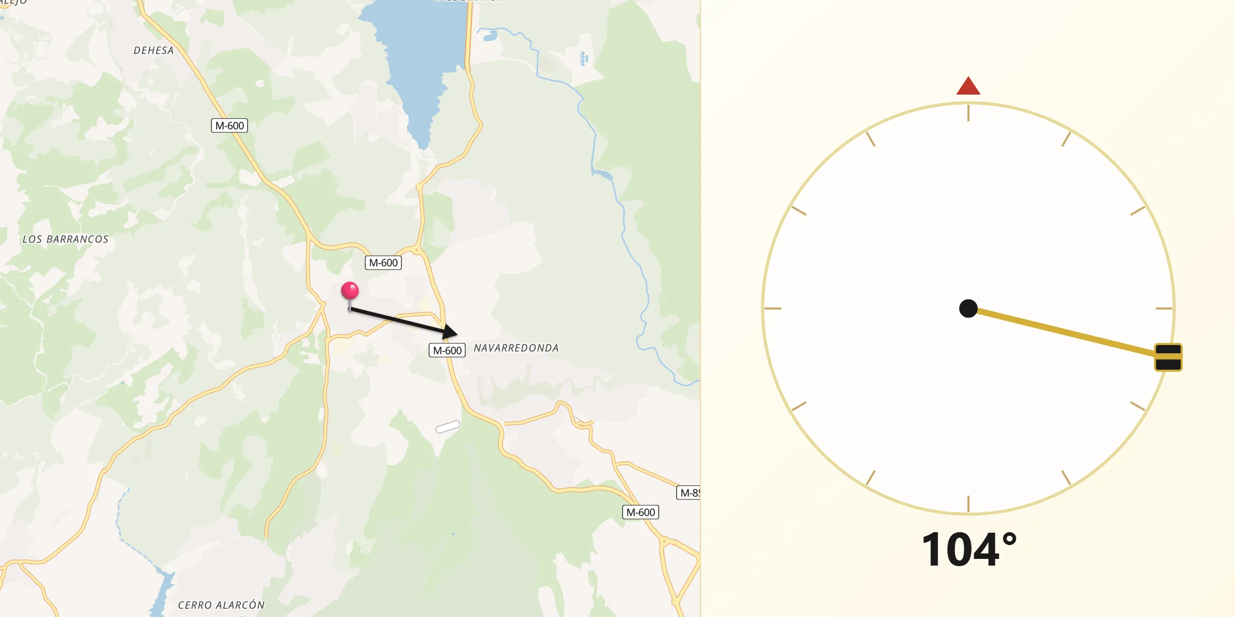 Dirección de la Qibla desde Valdemorillo