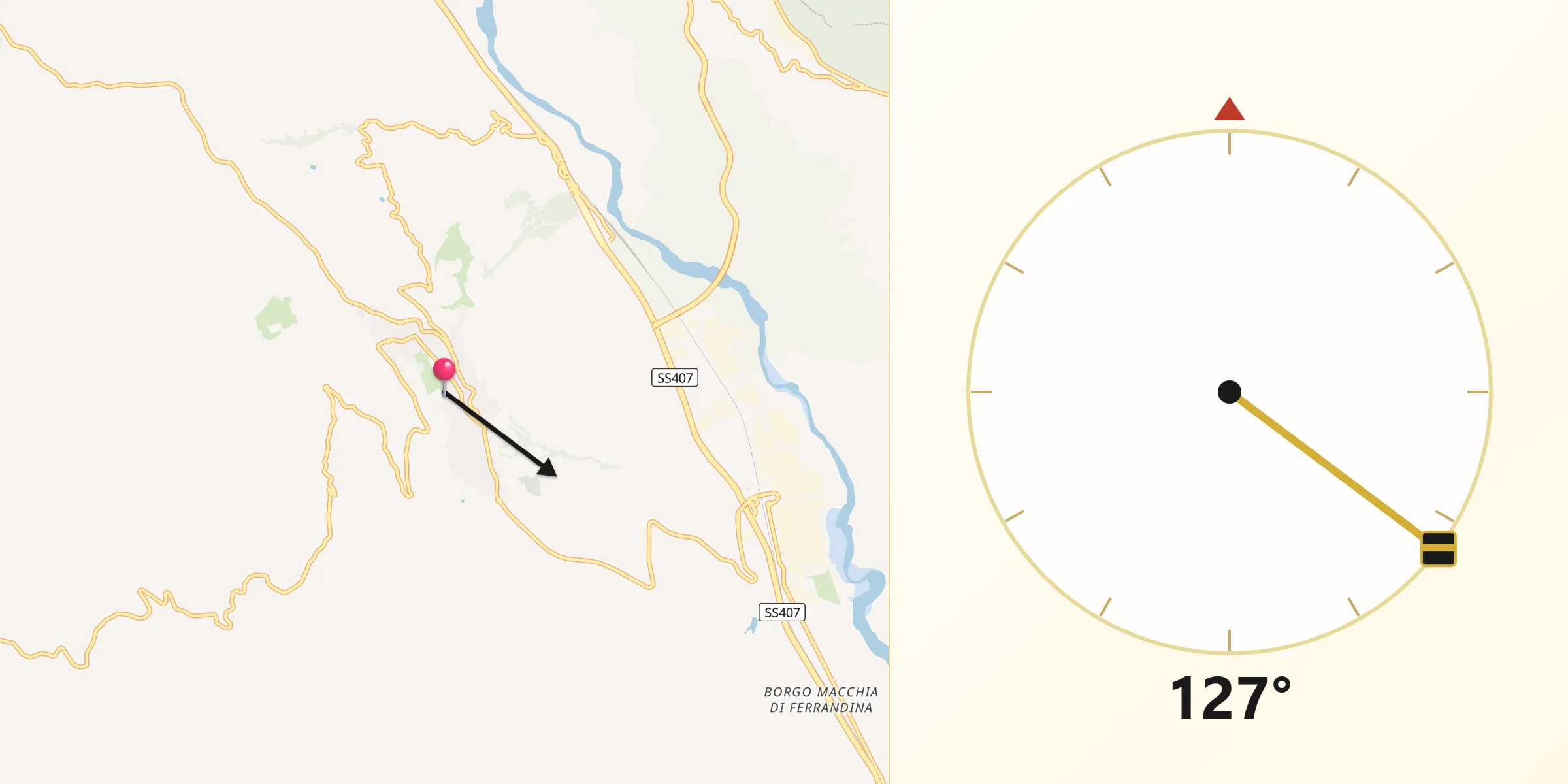 Direzione della Qibla da Ferrandina