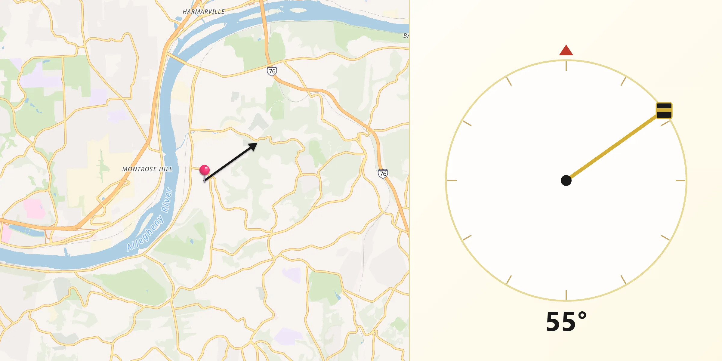 Qibla Direction from Penn Hills