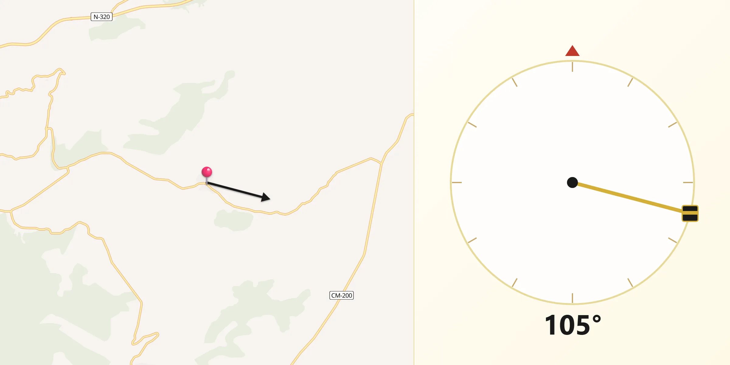 Dirección de la Qibla desde Moratilla de los Meleros