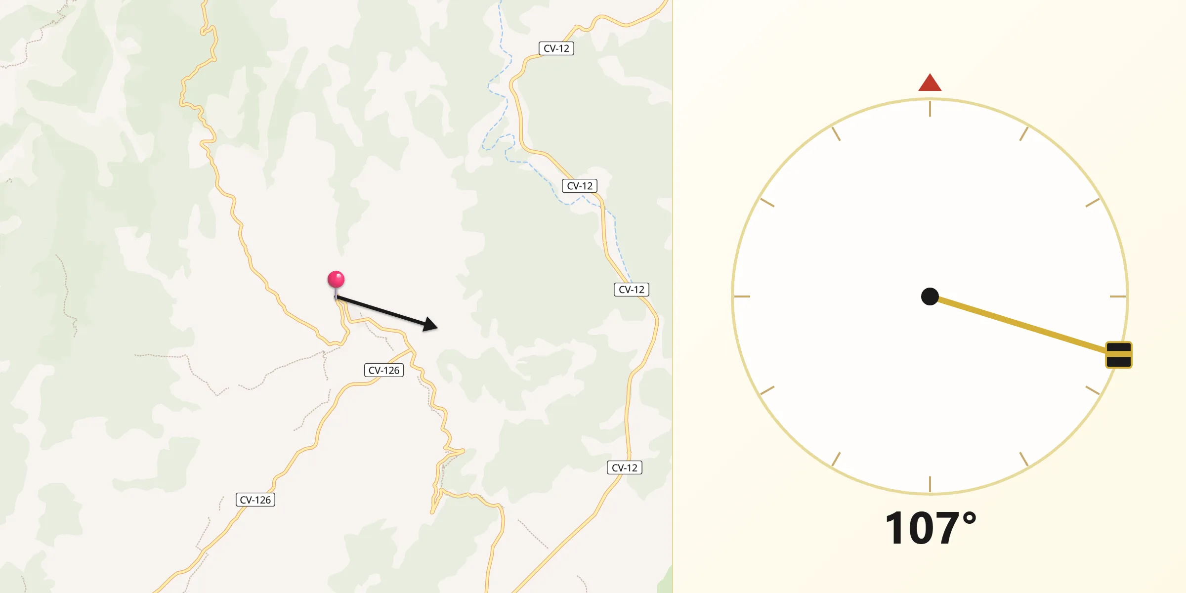 Dirección de la Qibla desde Castellfort