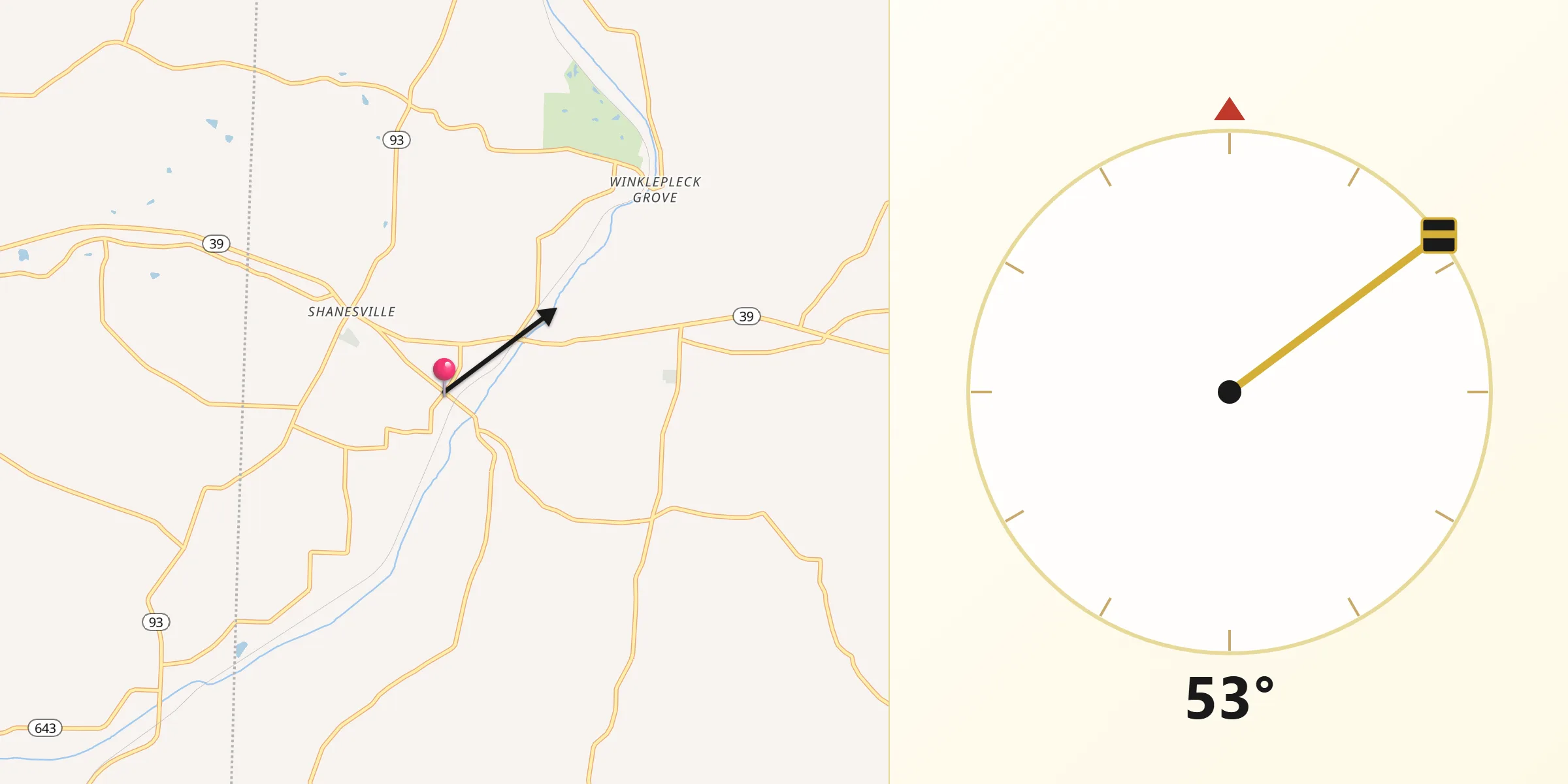Qibla Direction from Sugarcreek