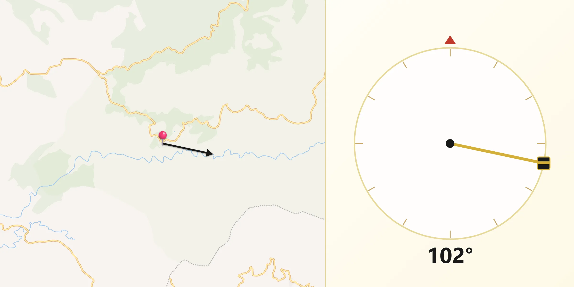 Dirección de la Qibla desde Monsagro