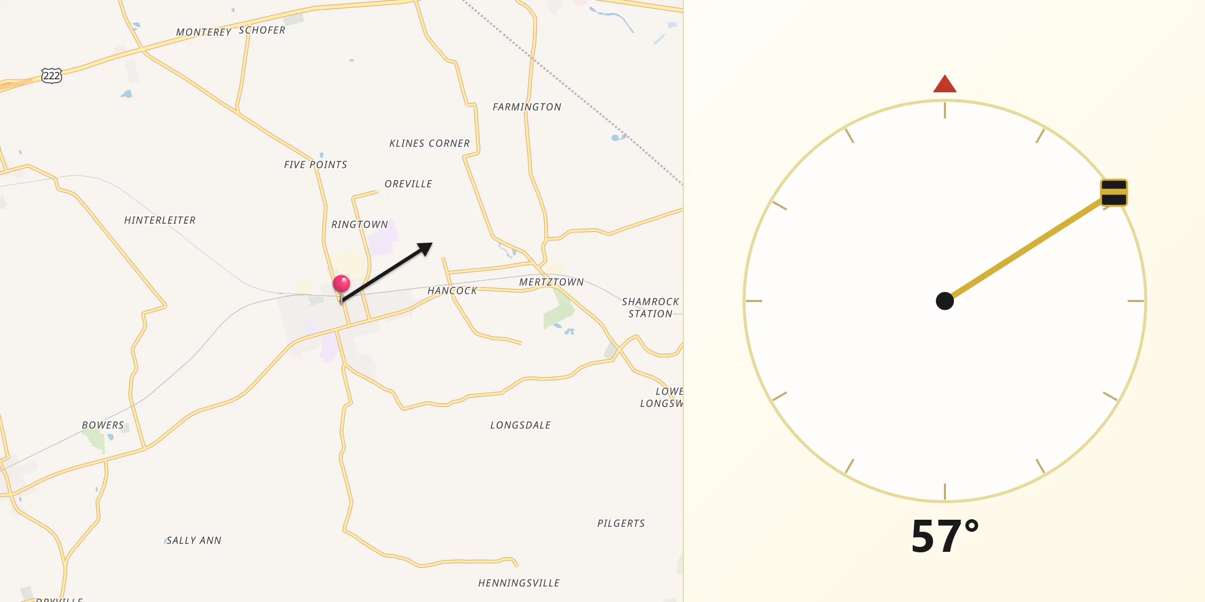 Qibla Direction from Topton