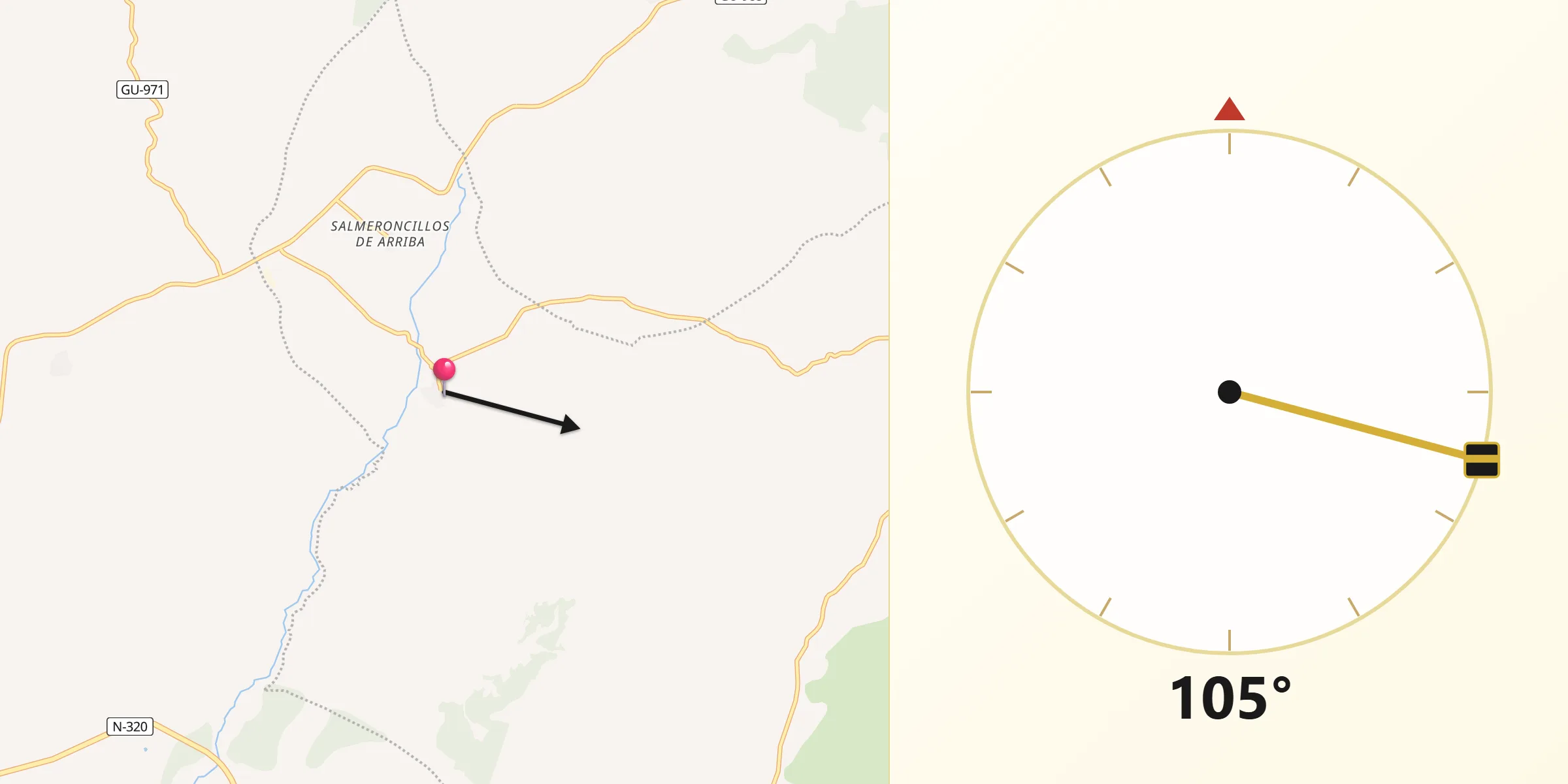 Dirección de la Qibla desde Salmeroncillos