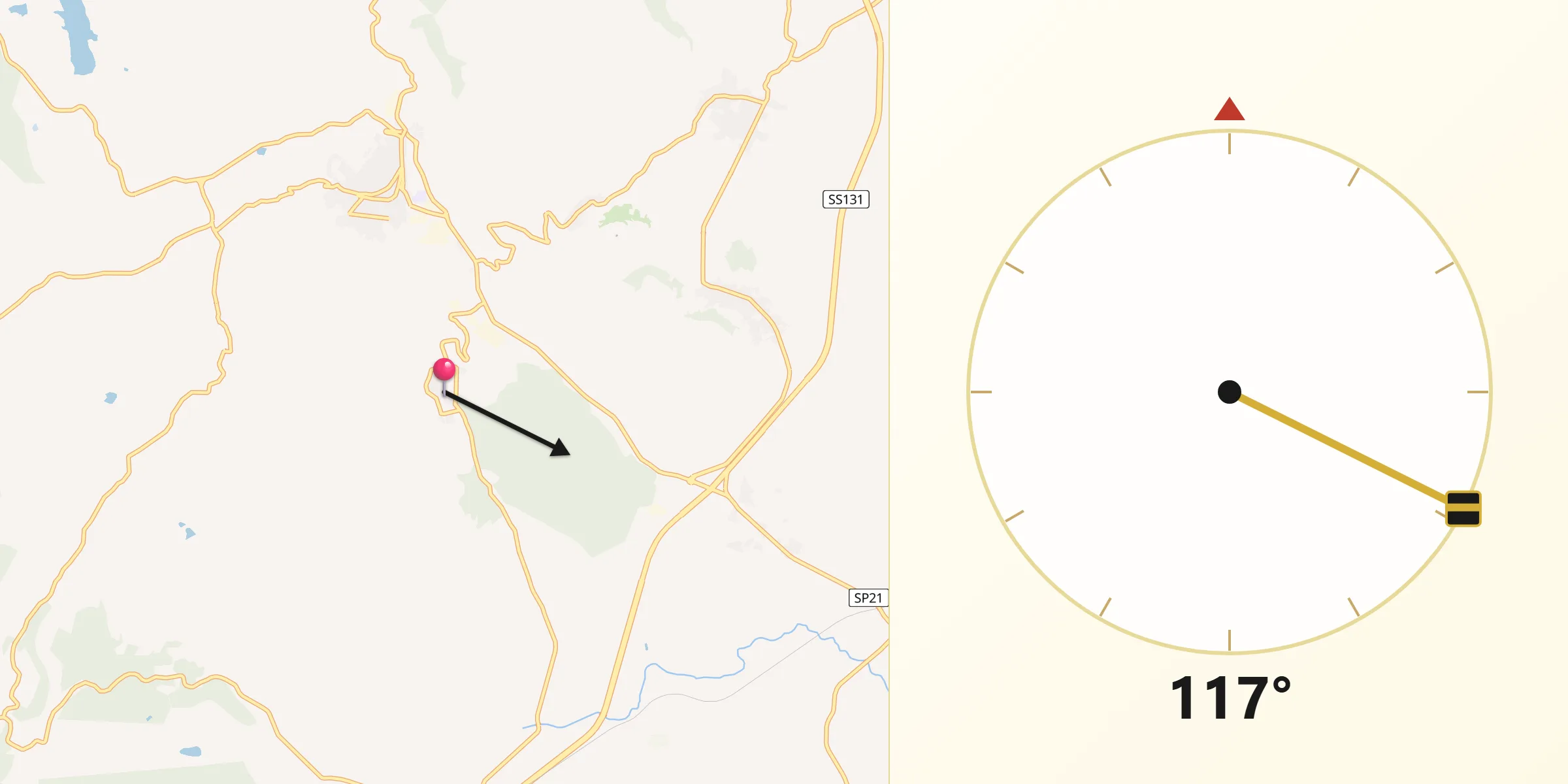 Direzione della Qibla da Cheremule