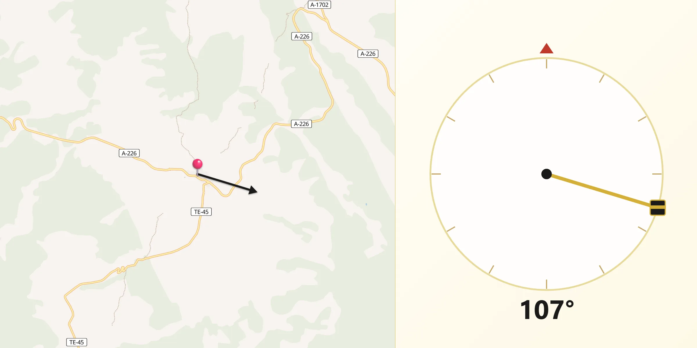 Dirección de la Qibla desde Fortanete