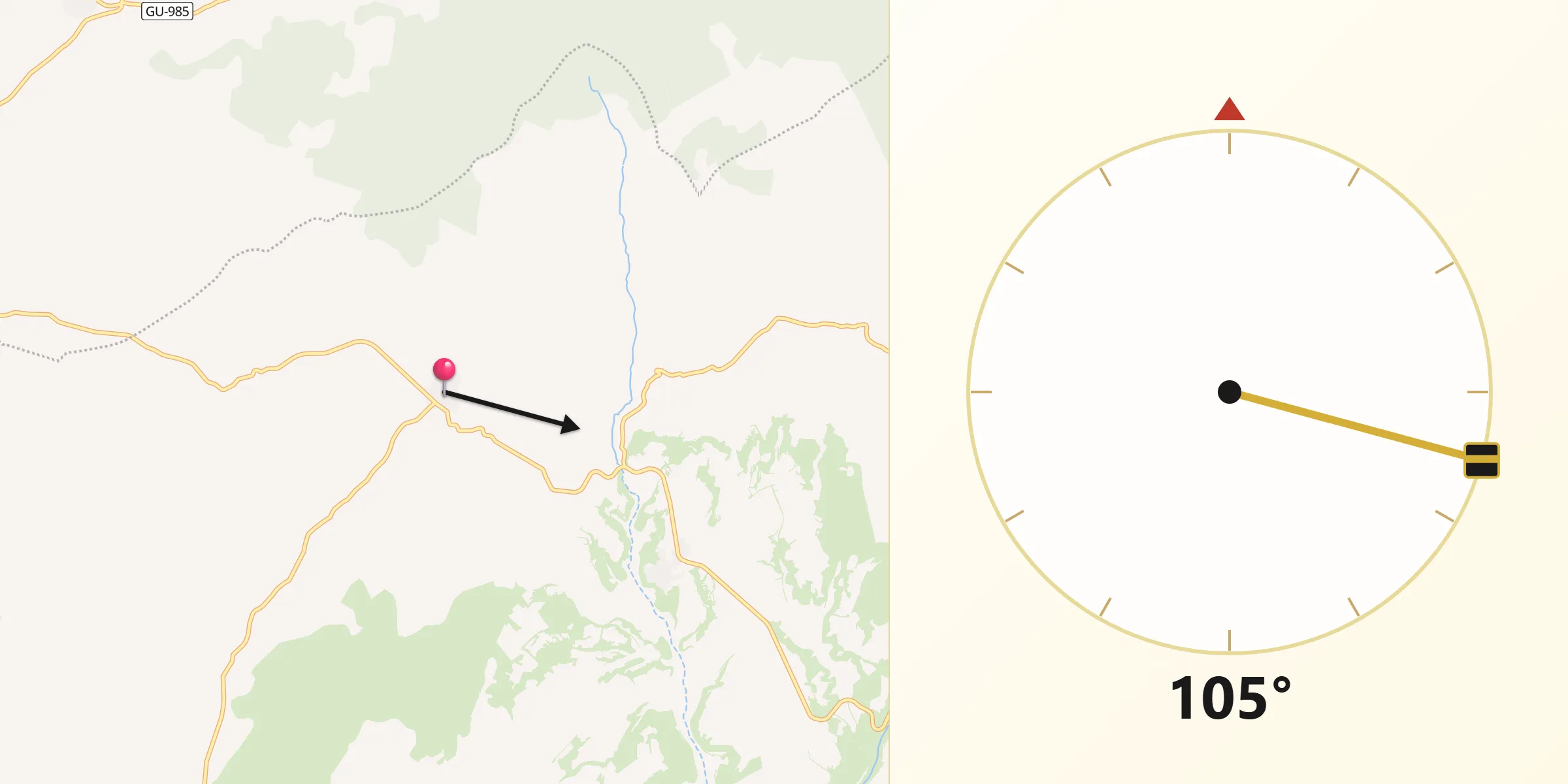 Dirección de la Qibla desde Valdeolivas