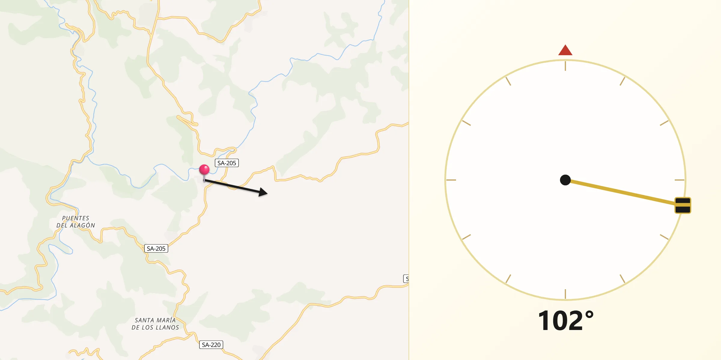 Dirección de la Qibla desde San Esteban de la Sierra