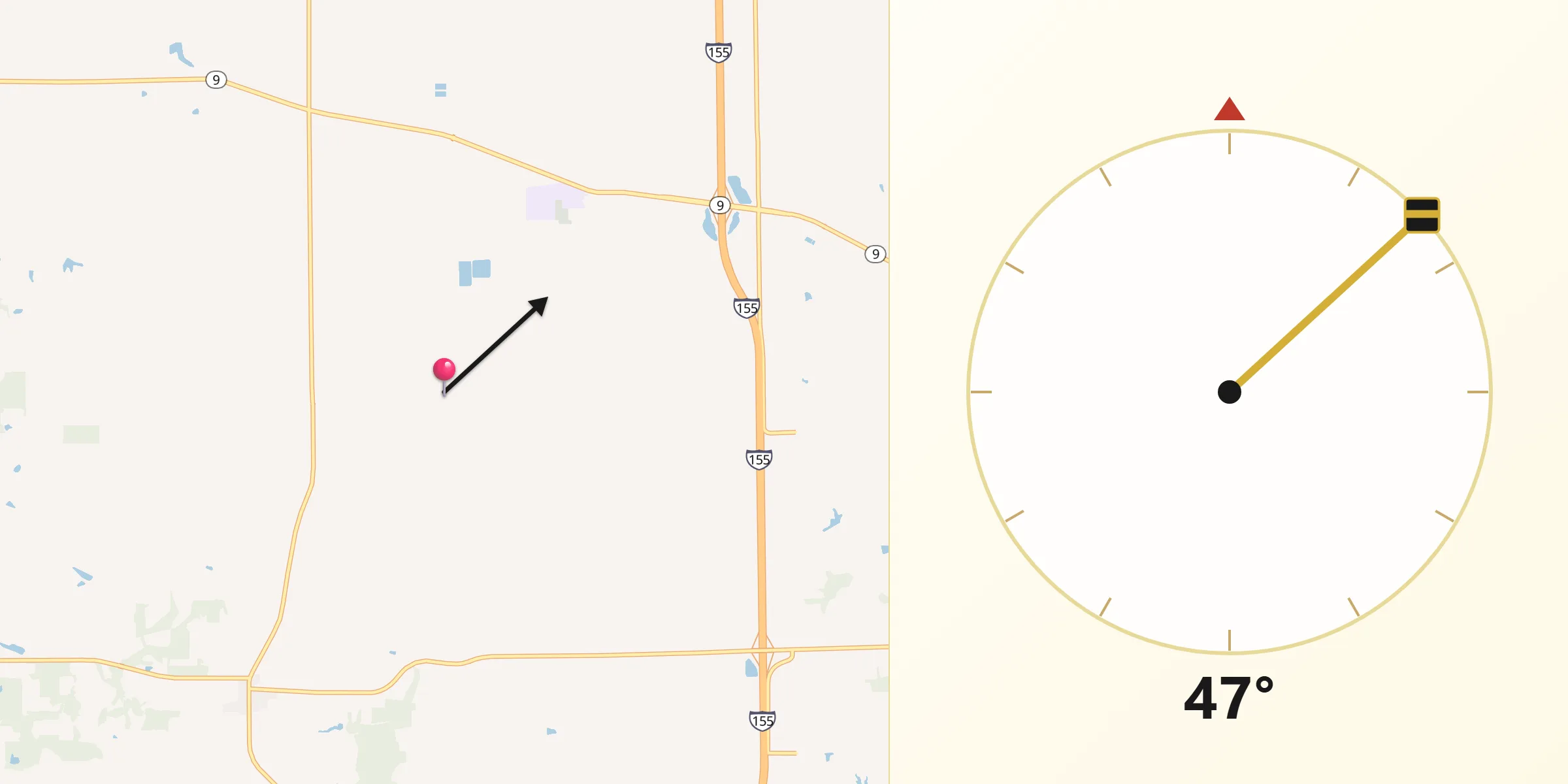 Qibla Direction from Tazewell County