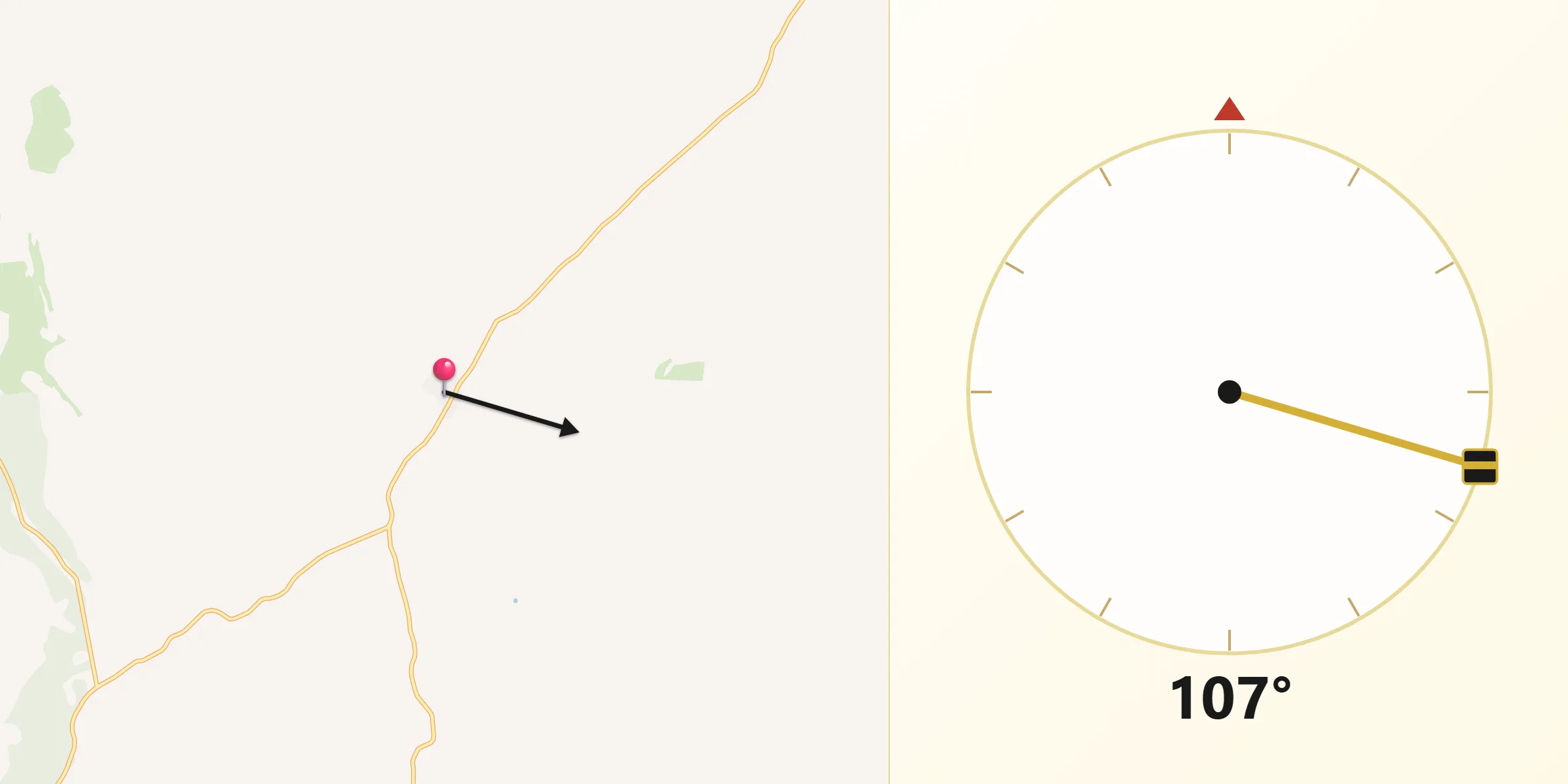 Dirección de la Qibla desde El Pobo