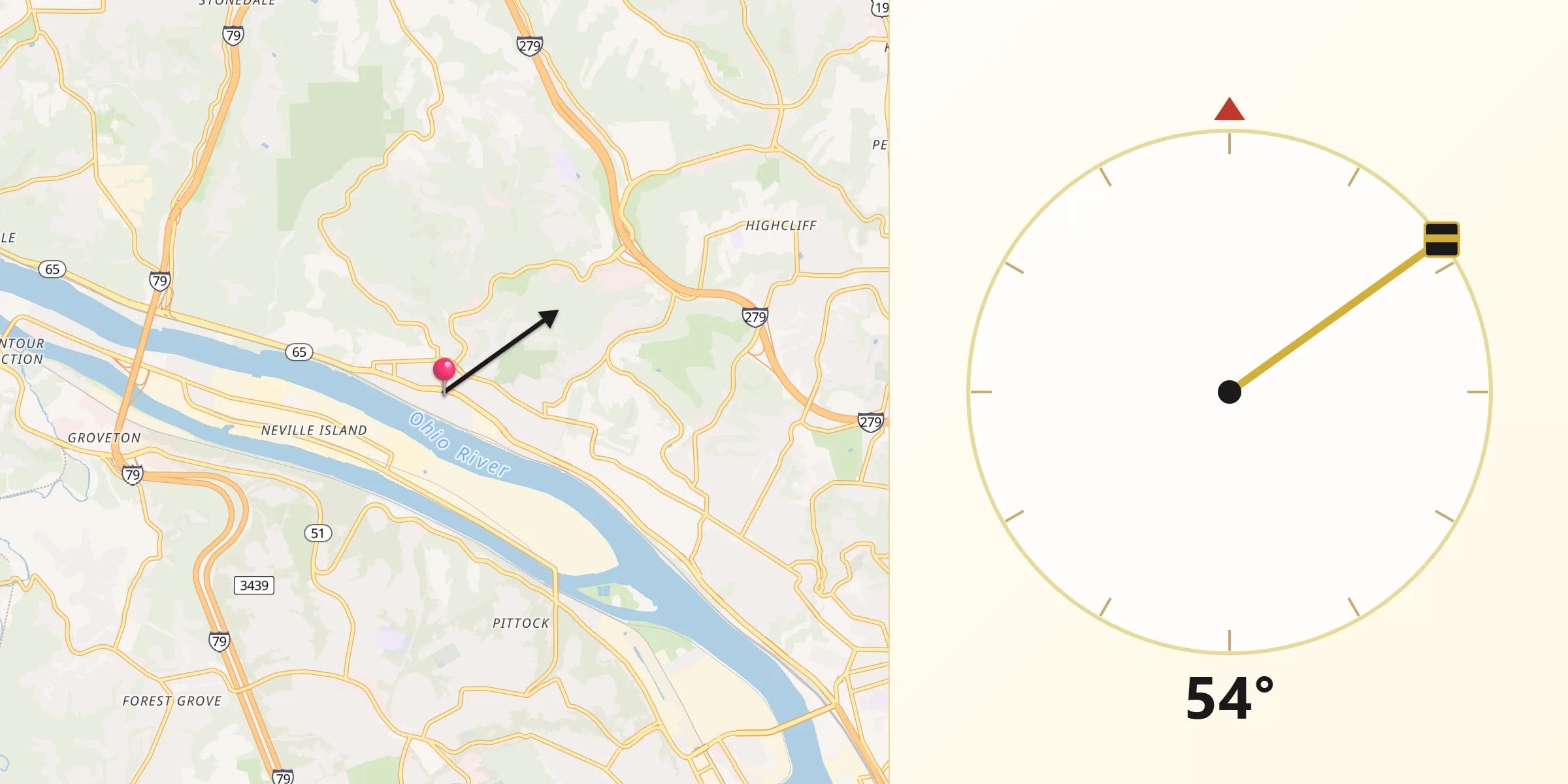 Qibla Direction from Emsworth