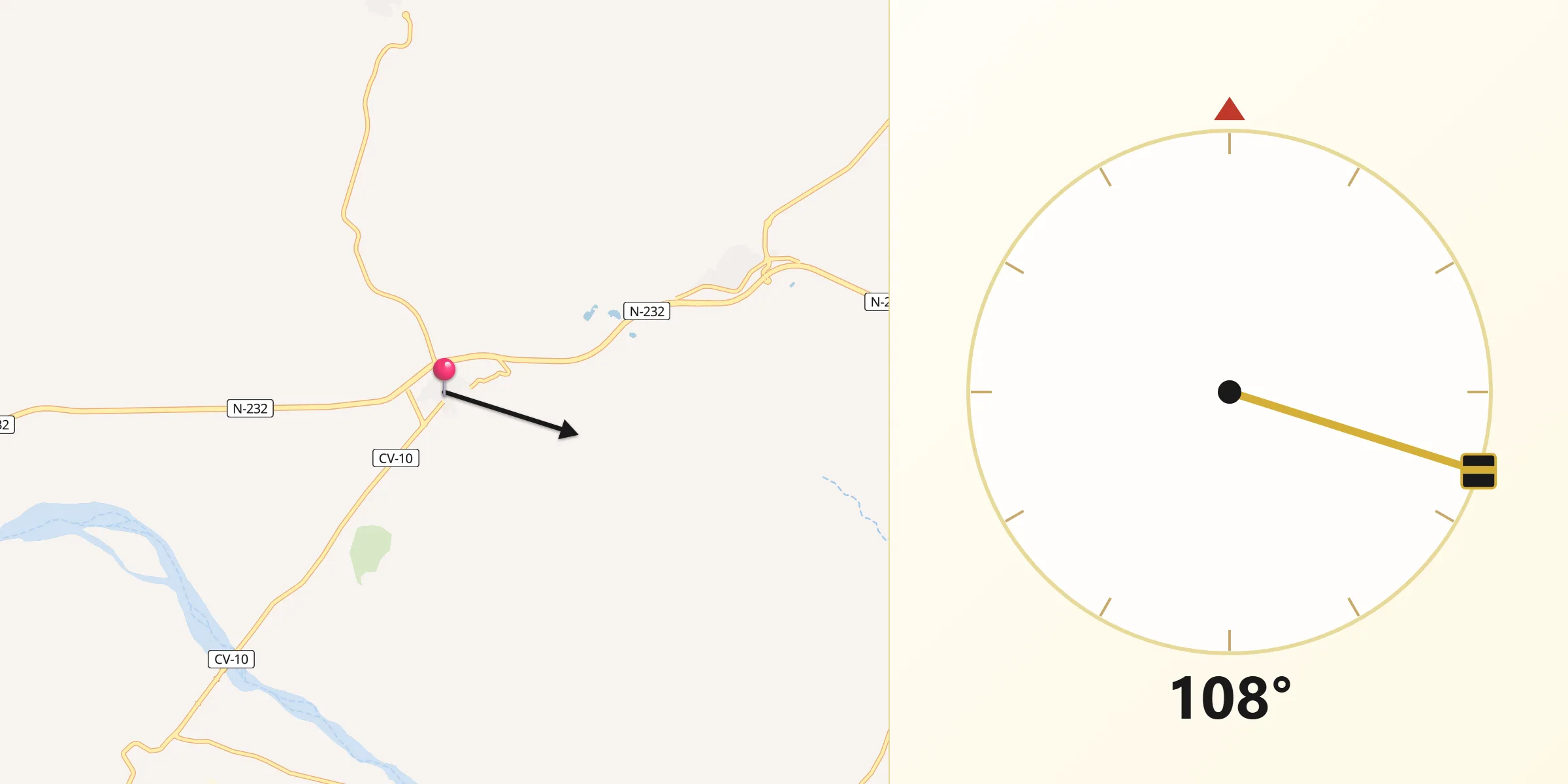 Dirección de la Qibla desde La Jana