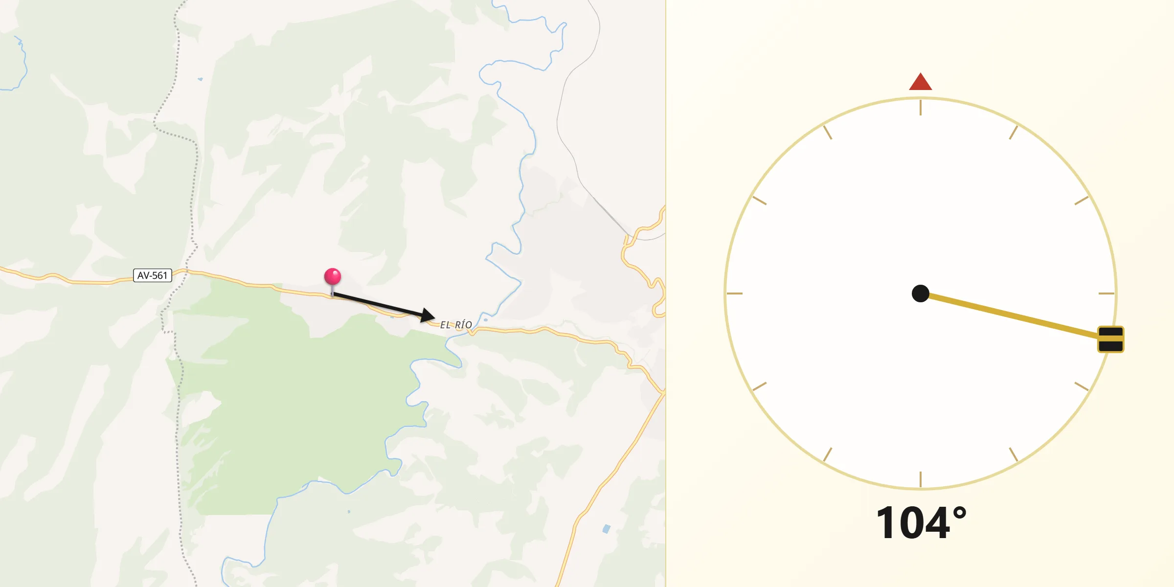Dirección de la Qibla desde Valdemaqueda
