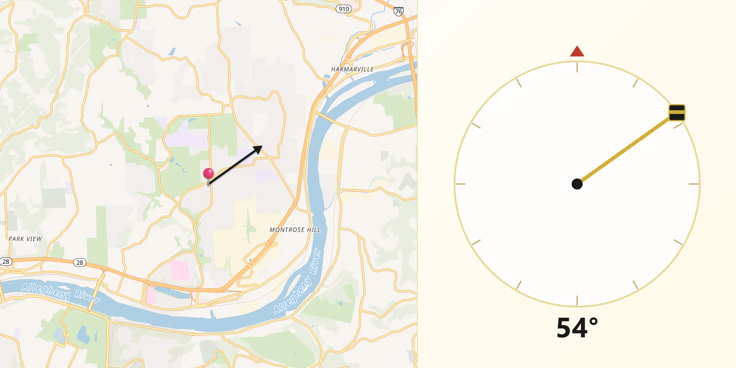 Qibla Direction from Fox Chapel