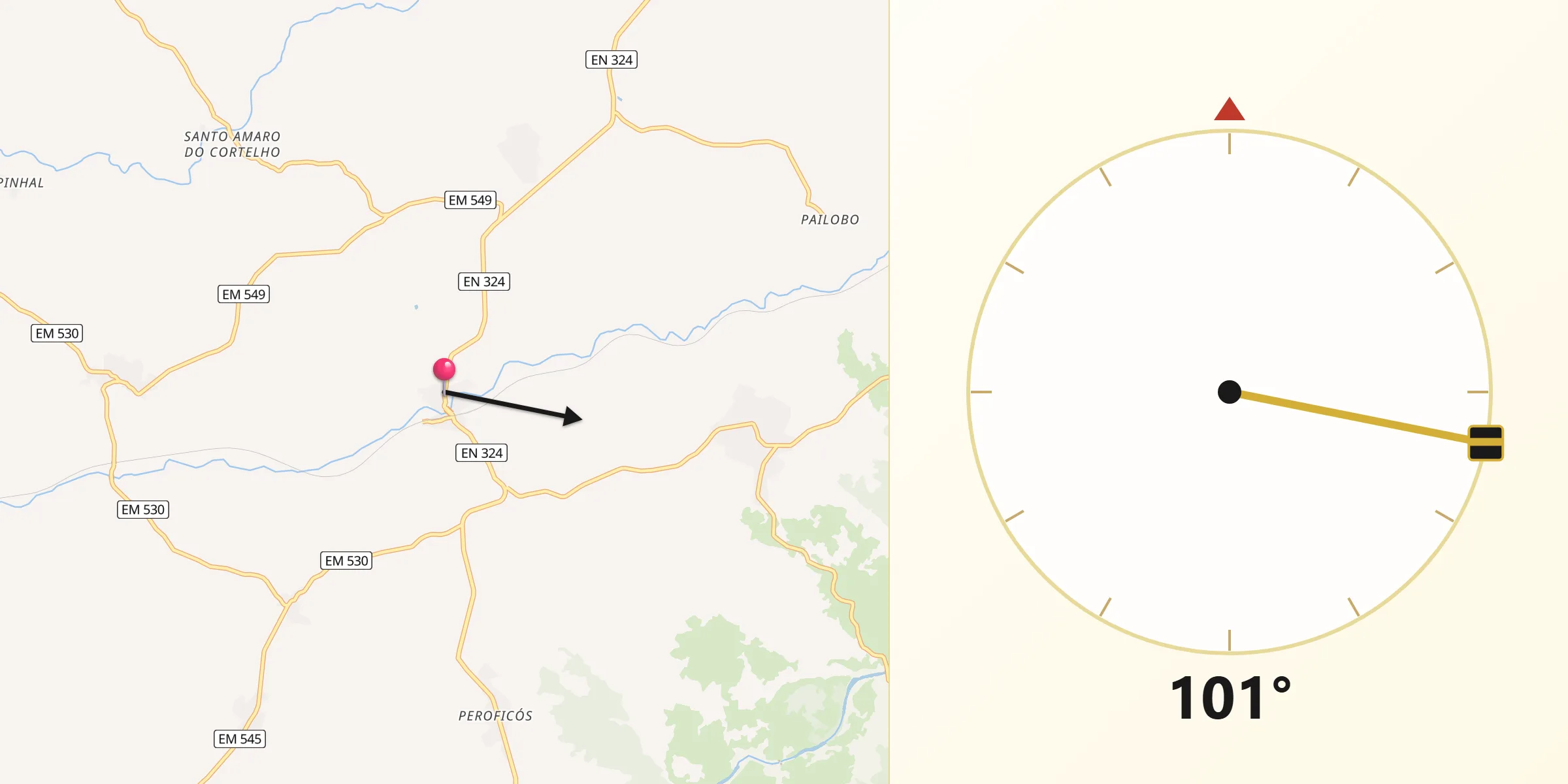 Direção da Qibla a partir de Cerdeira