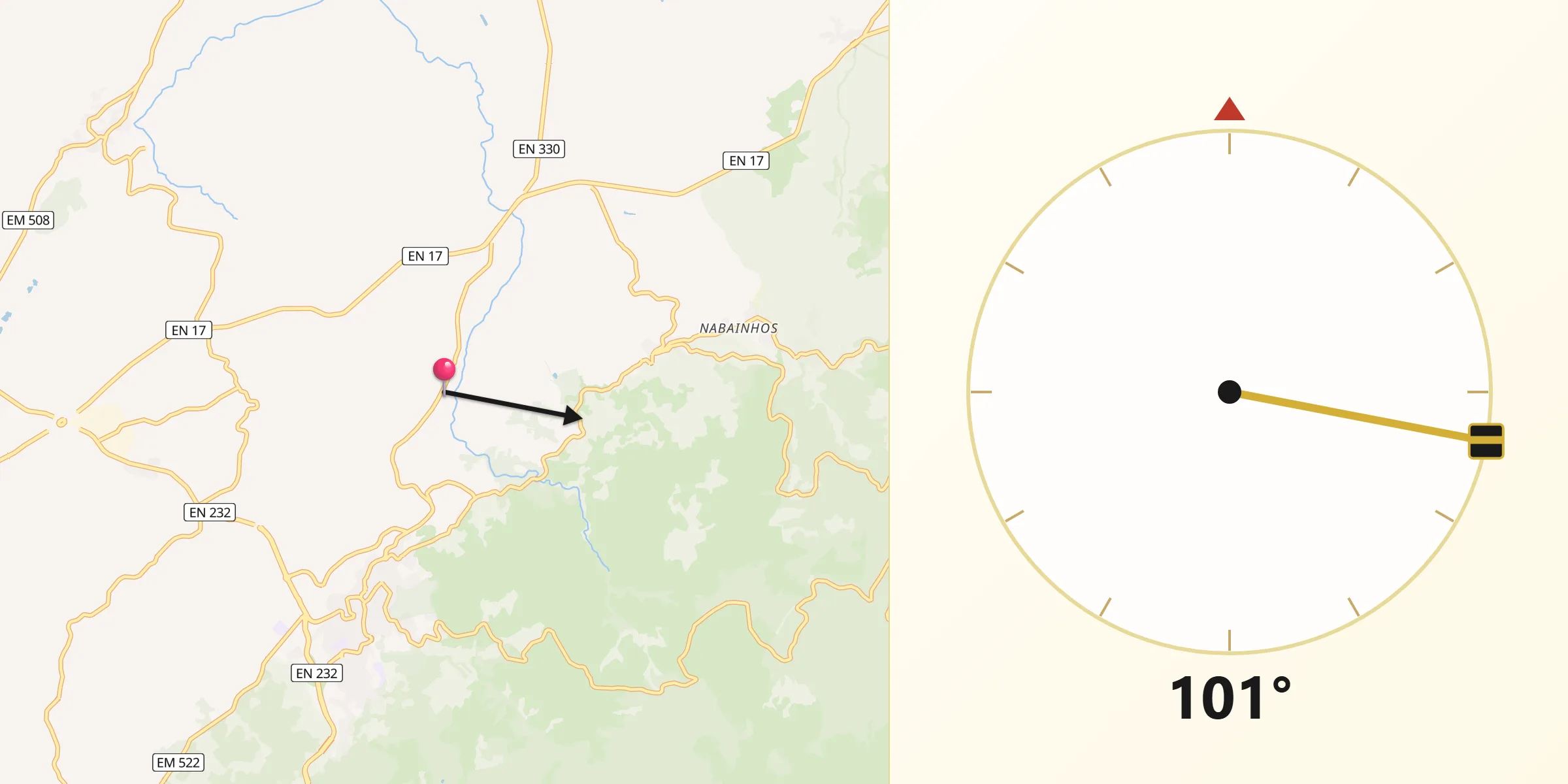Direção da Qibla a partir de São Paio