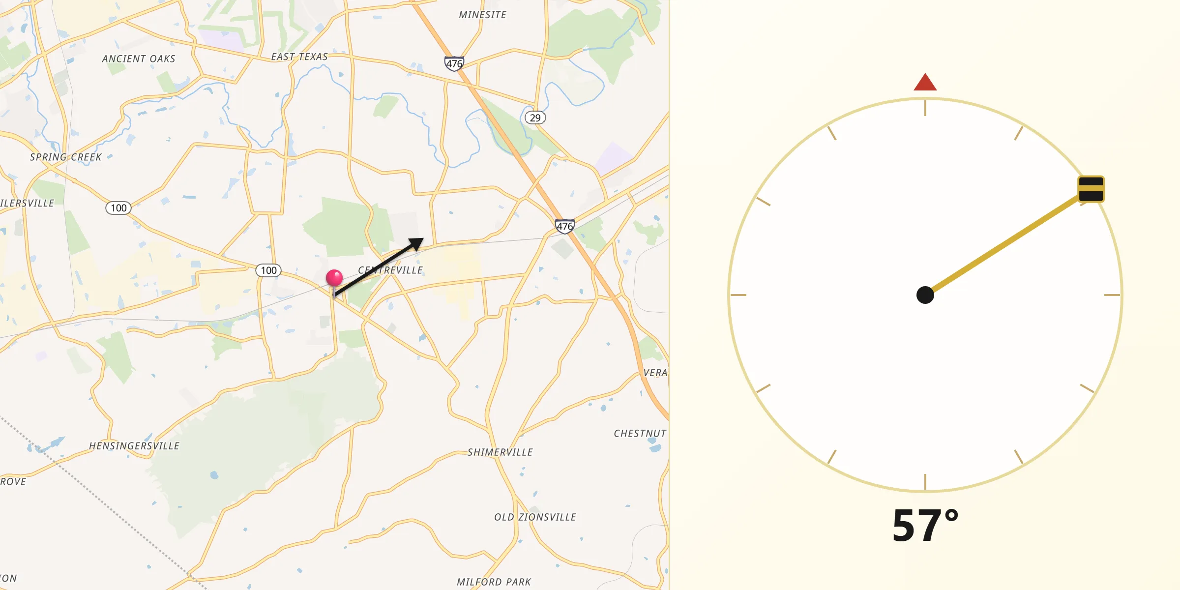 Qibla Direction from Macungie