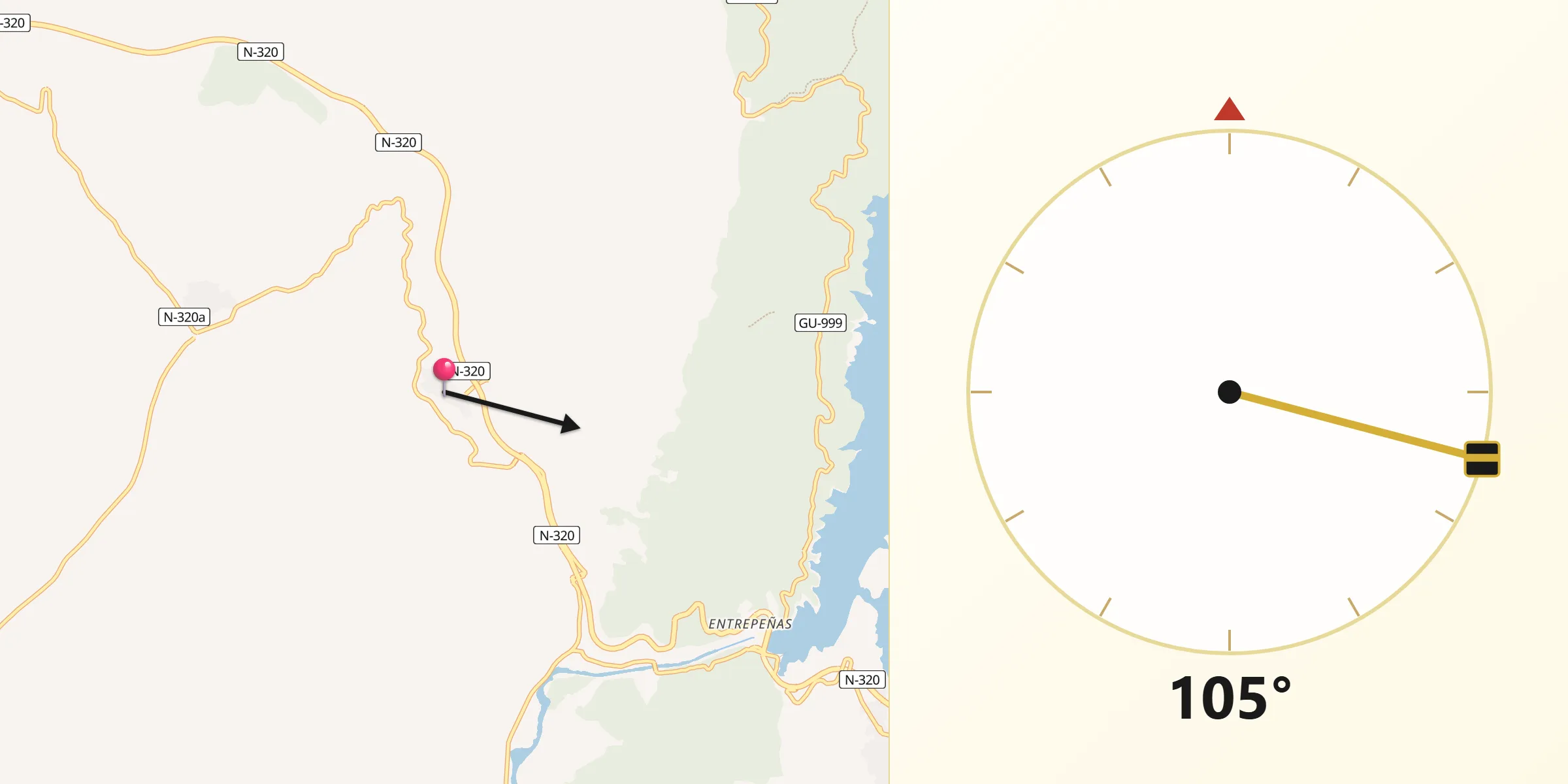 Dirección de la Qibla desde Auñón