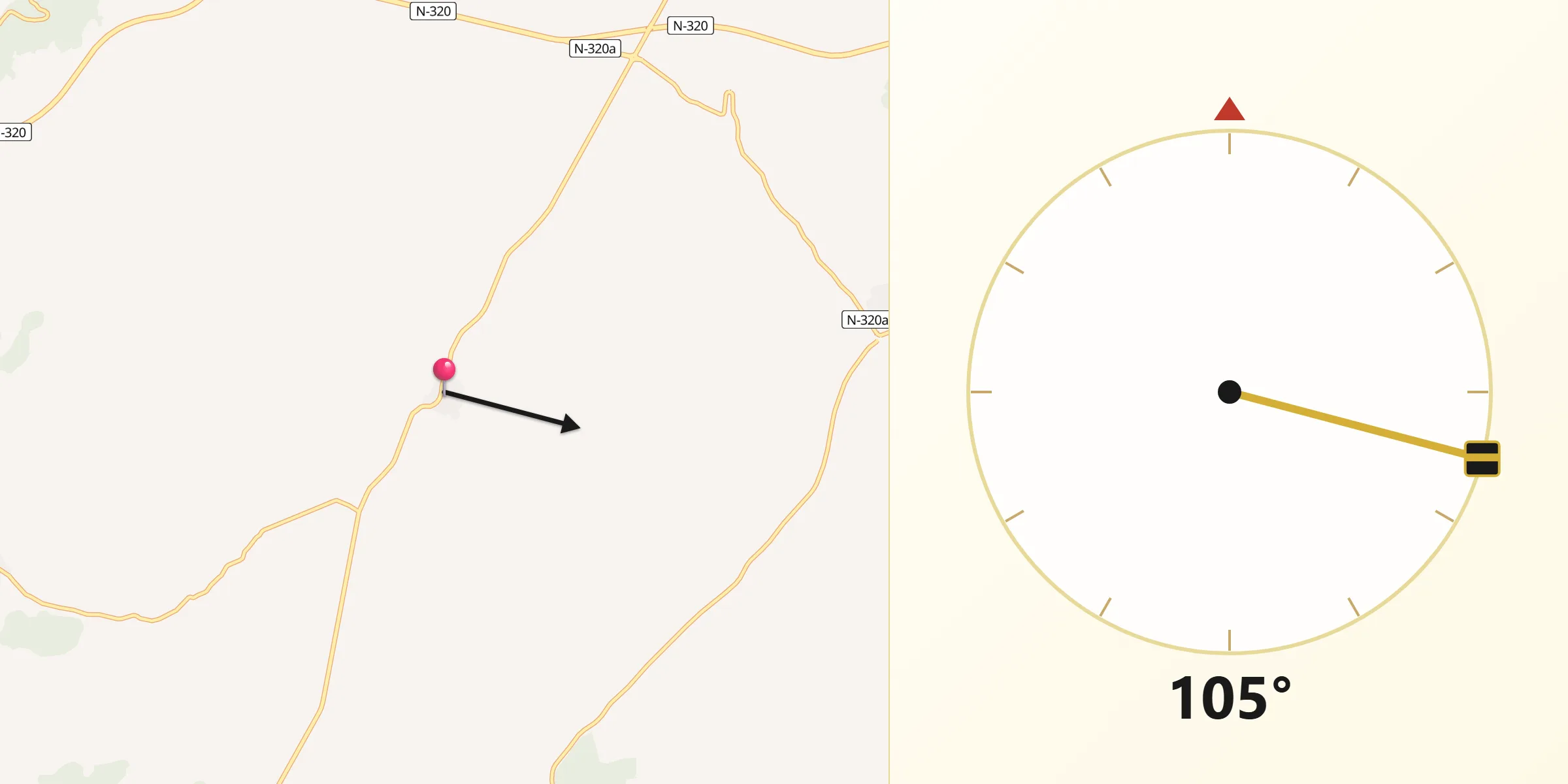 Dirección de la Qibla desde Fuentelencina