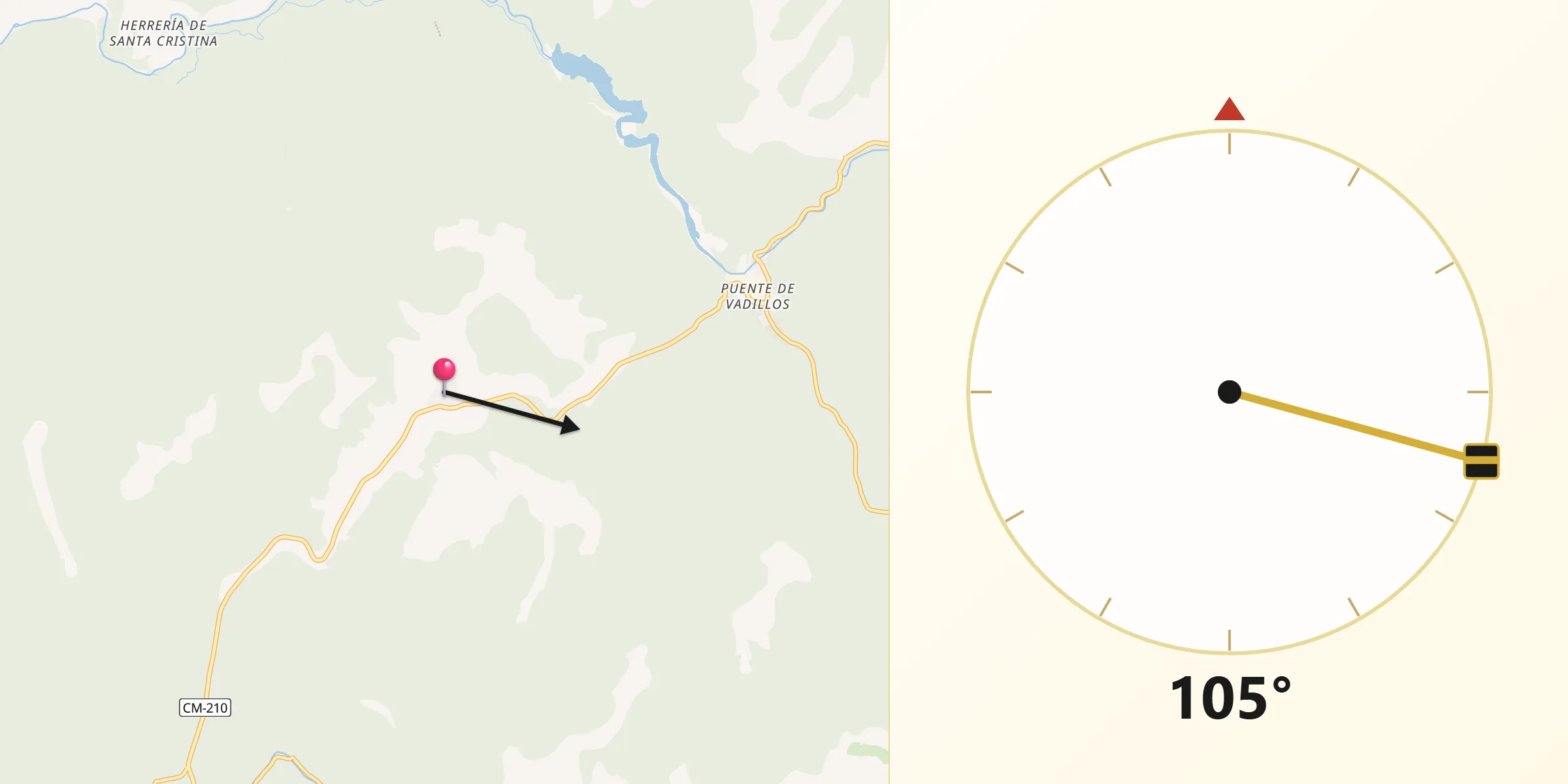Dirección de la Qibla desde Cañizares