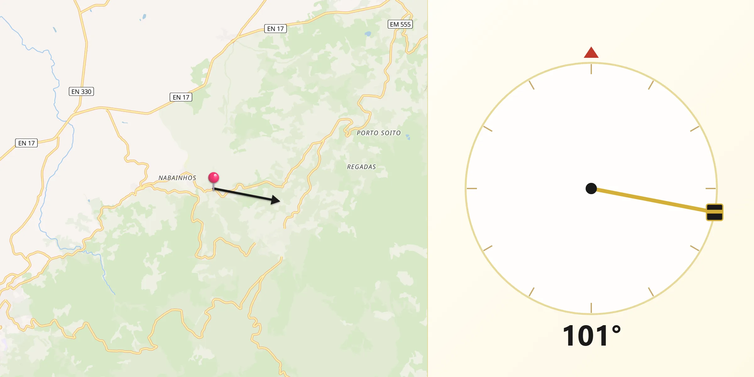 Direção da Qibla a partir de Melo